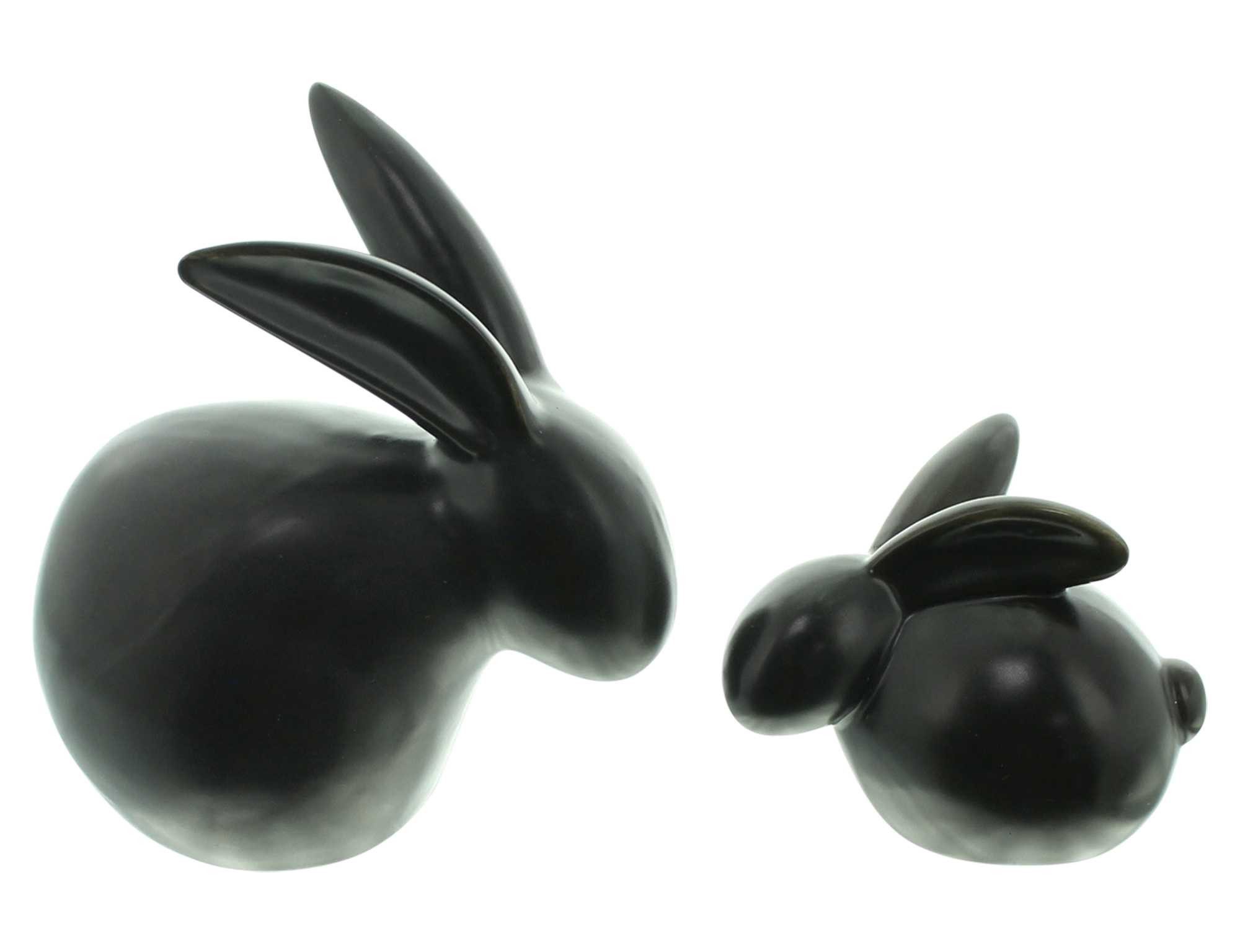 Dekoleidenschaft Osterhase "Black" Dekofigur aus Porzellan mattschwarz, Hase Osterdeko Hasenfigur (1 St. oder, 2 St., im Set), 7 + 12 cm / 26 cm hoch
