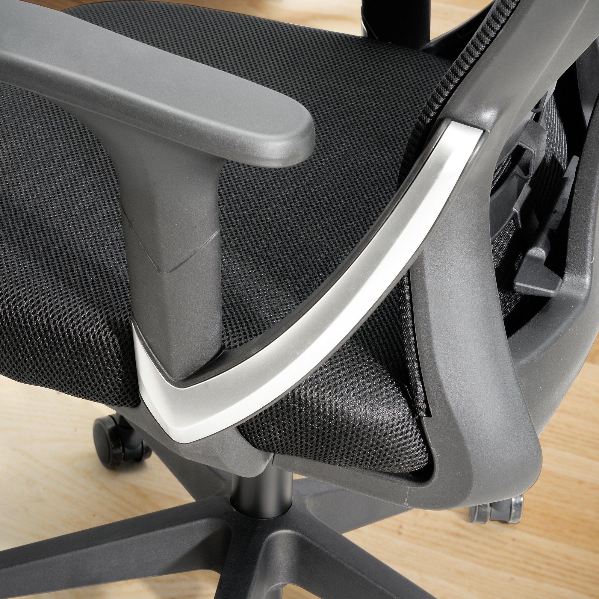 Drehbar), kg Stoff, Schwarz Schreibtischstuhl Mesh-Bezug Drehstuhl (Bürostuhl Ergonomisch Amstyle mit SPM1.445 120 Armlehnen