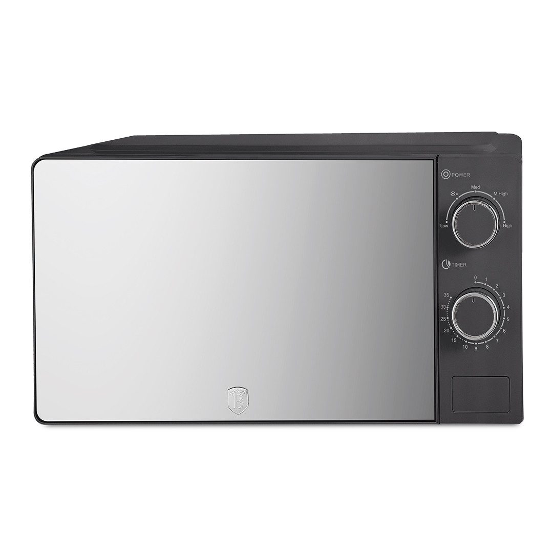 BerlingerHaus Mikrowelle BH 9905, 20 l, 700 W, 5 Leistungsstufen, Auftaufunktion, Spiegelglastür