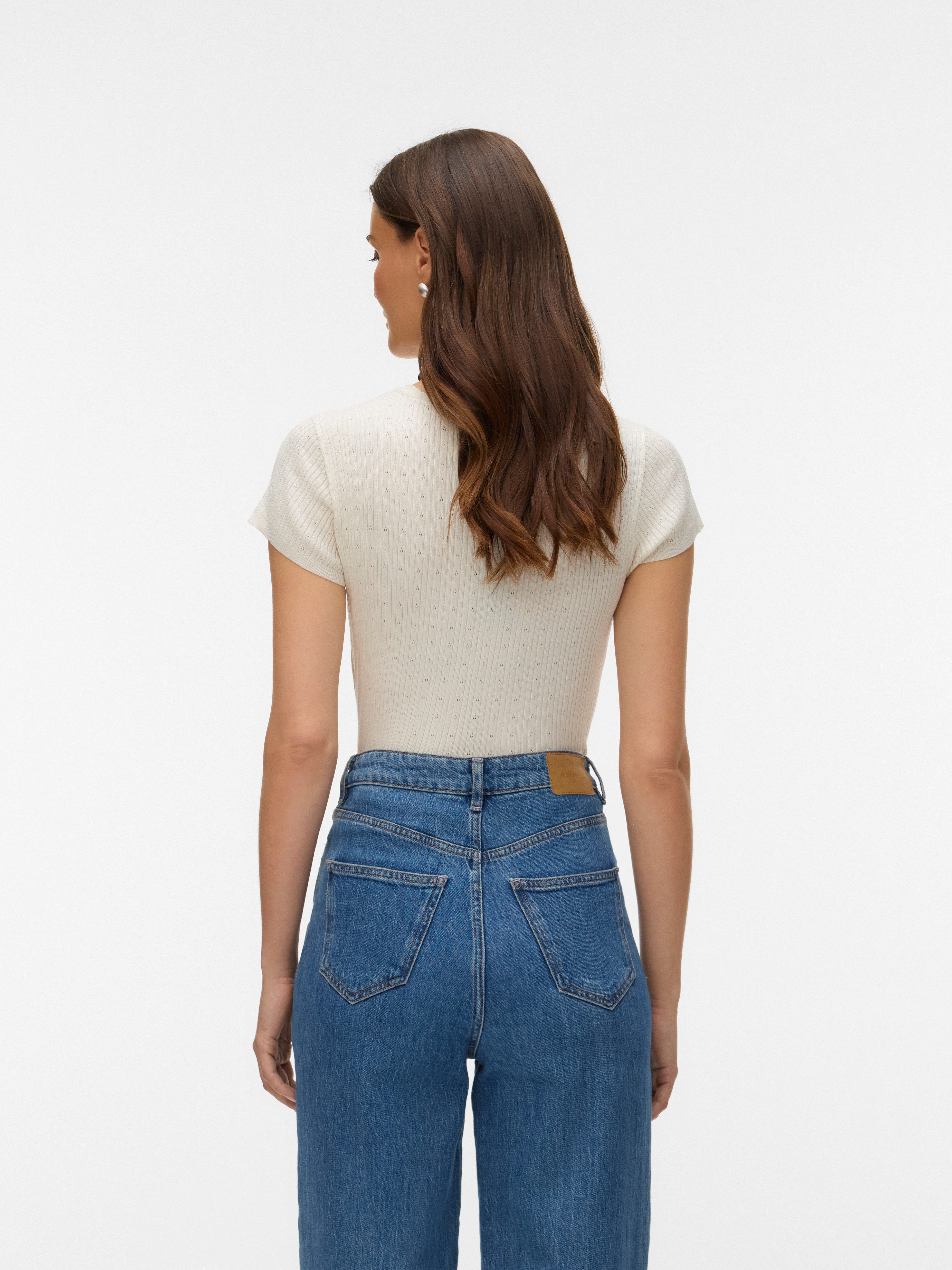 Vero Moda Kurzarmpullover VMSILJE C/S O-NECK POINTELLE PULL NOOS Sommerpull günstig online kaufen