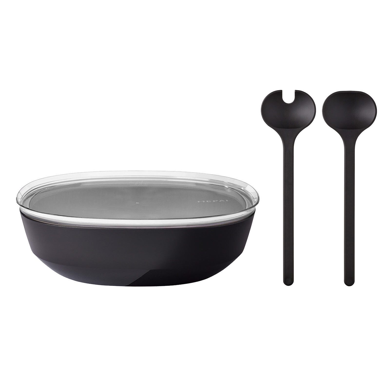Mepal Schale Silueta Servierschale mit Deckel & Salatbesteck, Kunststoff, (1x Schale, 1x Salatbesteck, 2-tlg)