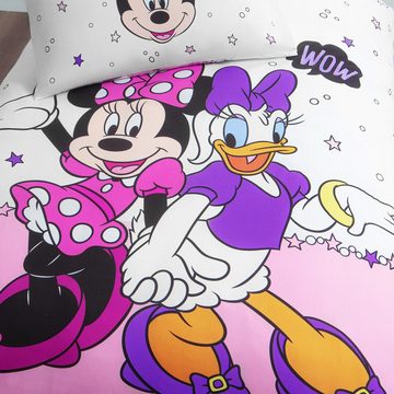 Kinderbettwäsche Minnie Mouse & Daisy Duck Disney Home 135x200cm Wow Friends, JACK, Renforcé, 2 teilig, Bunt, mit Reißverschluss