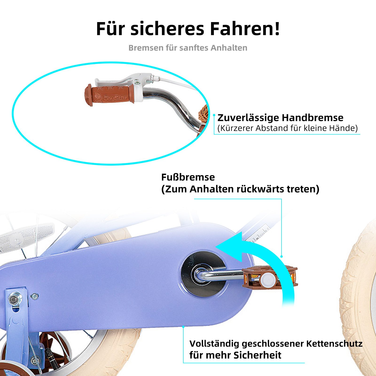 JOYSTAR Kinderfahrrad 12/14/16/18/20 Mädchenfahrrad für 2-13 Jahre alte Kinder, 12" 14" 16" Kinderfahrrad mit Stützrädern & Korb, 20 Zoll mit Ständer