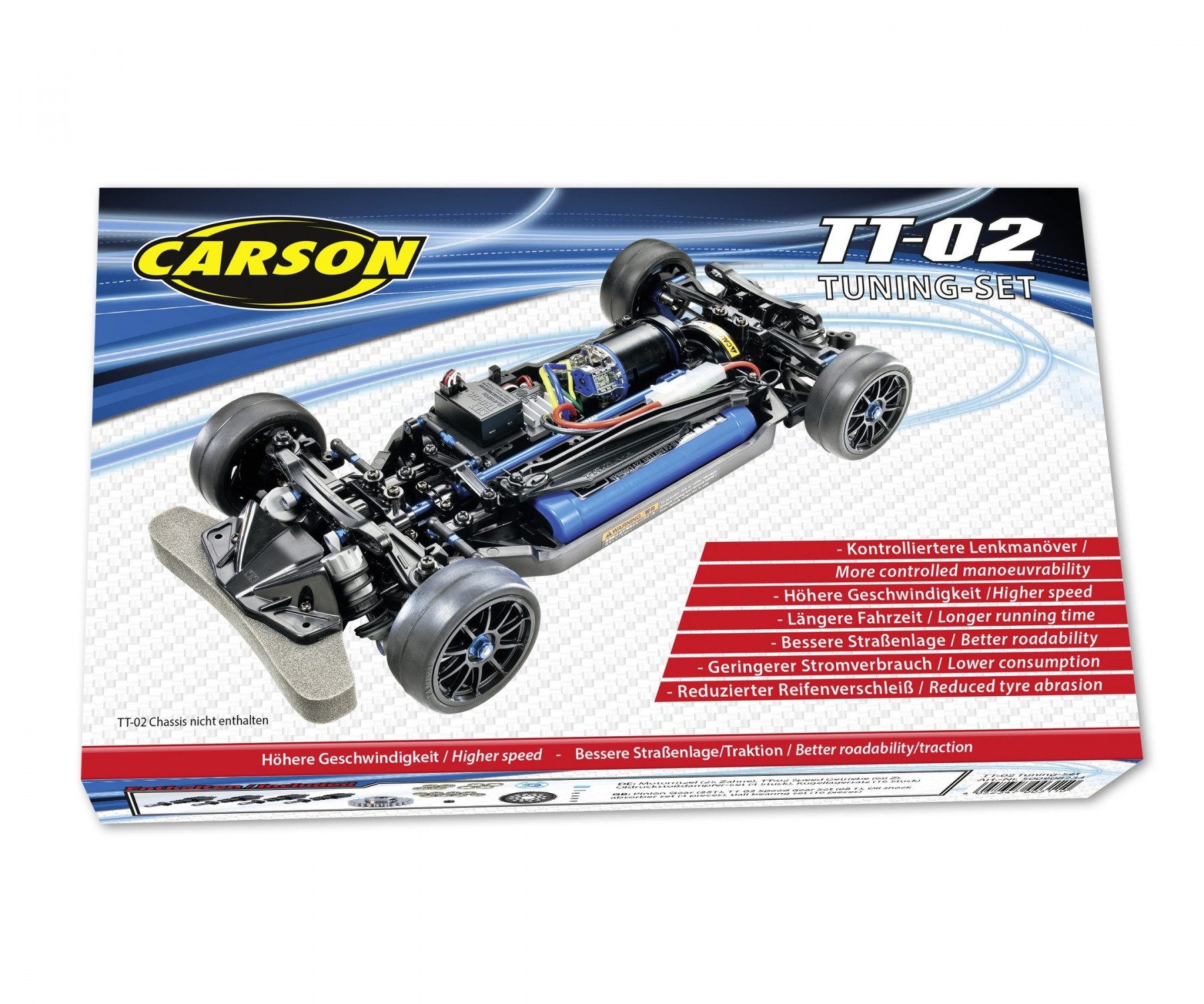 Carson - Tamiya TT-02 Tuning Set, Kugellagert, Stoßdämpfer, Zahnräder. RC-Ladegerät