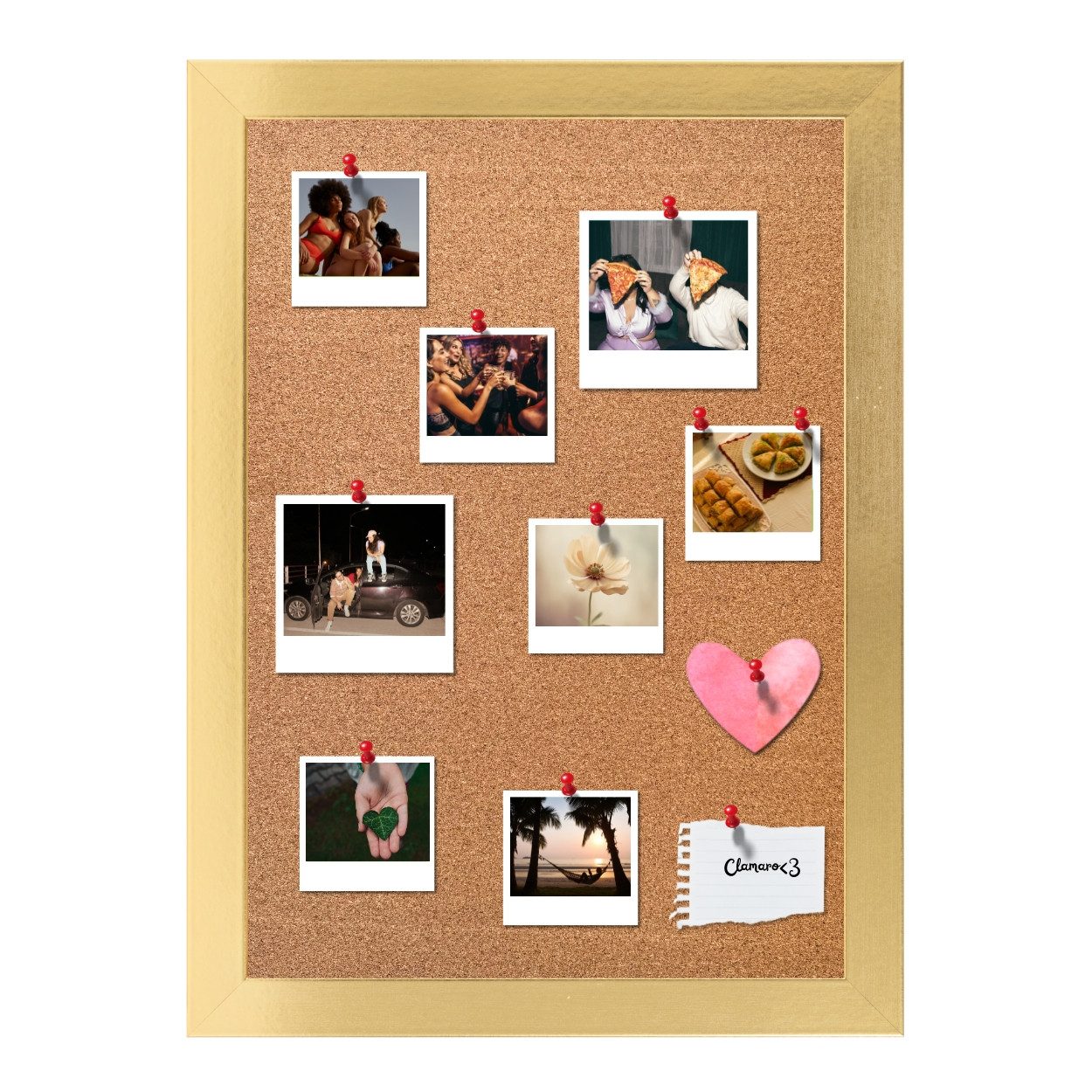 Clamaro Bilderrahmen, Kork Memo Pinnwand – Pinboard Korktafel mit 10 Stecknadeln Clamaro