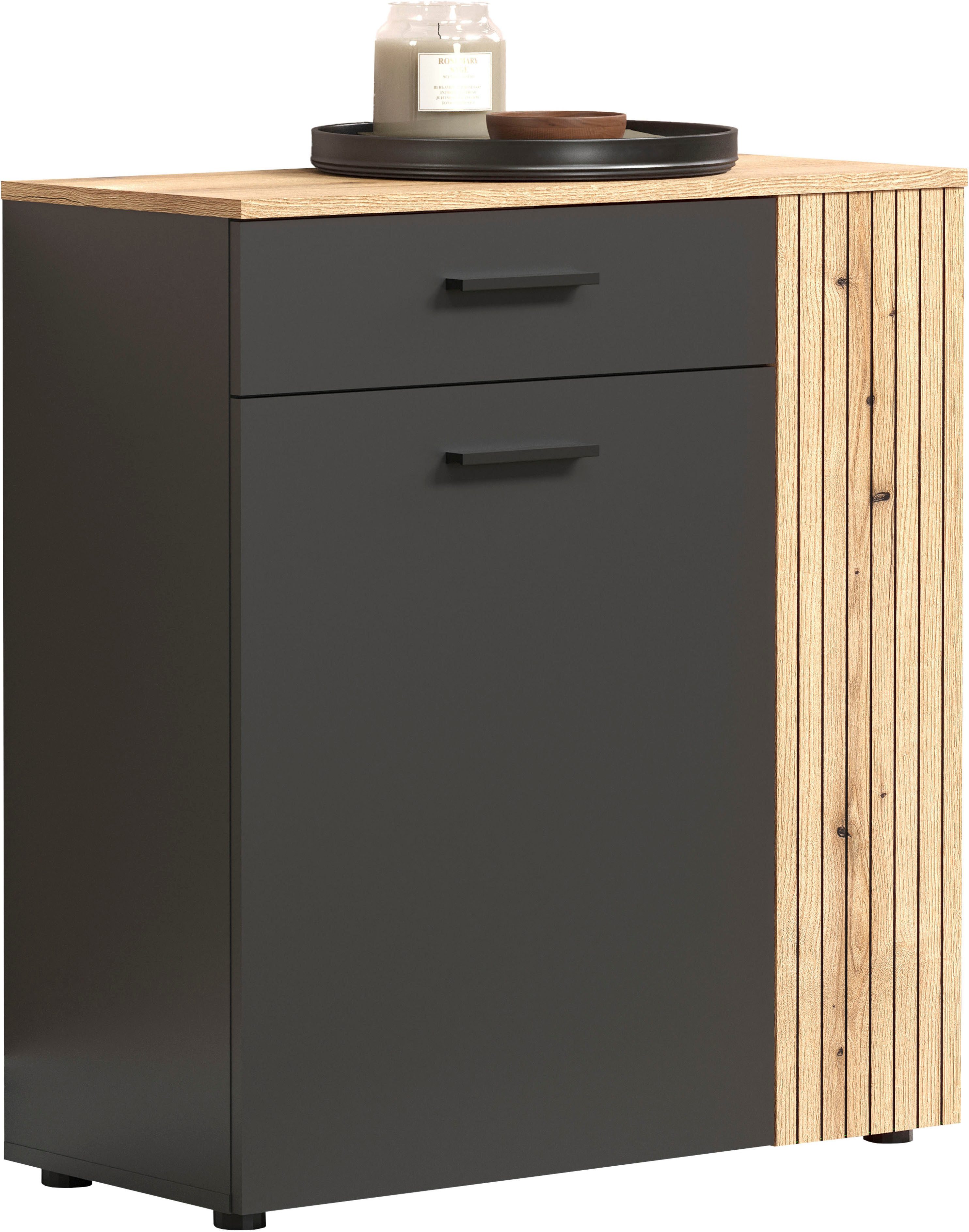 Home affaire Schuhschrank Estepona (1-St) Schuhkommode mit 2 Türen und Schubkasten – (B/T/H) 80/36/88 cm