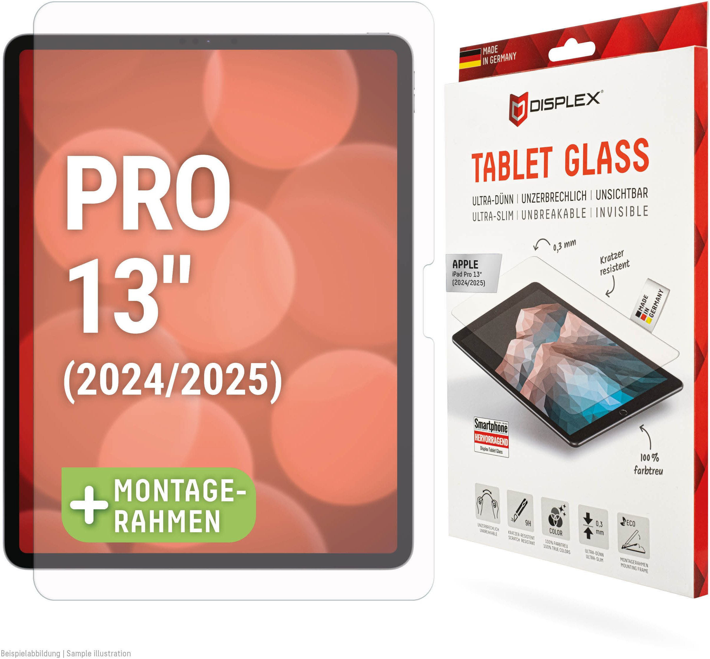 Displex Displayschutzfolie Tablet Glass für Apple iPad Pro 13" (2024/2025), Displayschutz, Bildschirmschutz, kratz & stoßfest, einfaches Anbringen