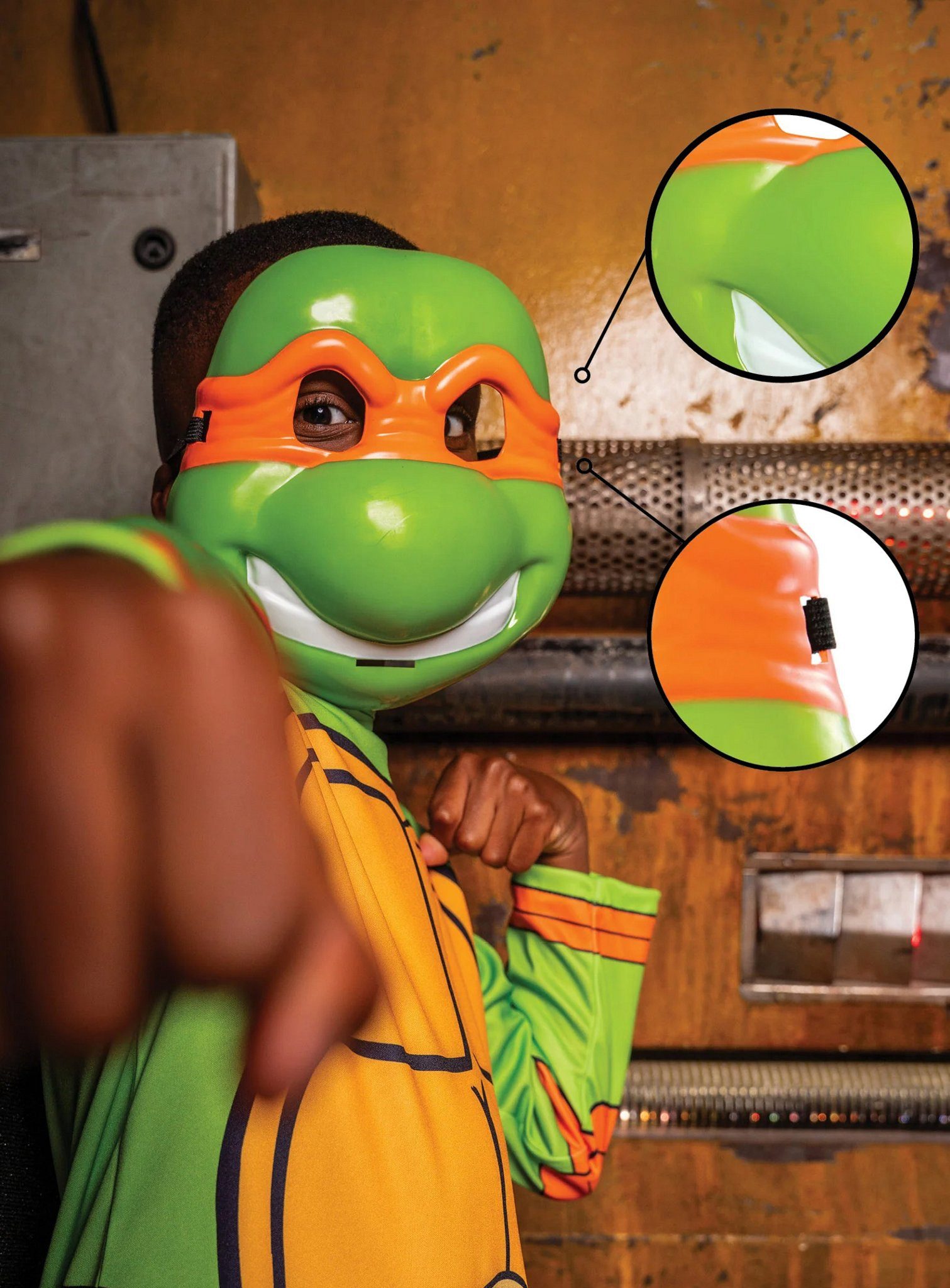 Rubie´s Verkleidungsmaske Teenage Mutant Ninja Turtles – Michelangelo Maske, Kunststoff-Halbmaske der Ninja-Schildkröte
