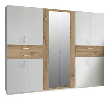freiraum Dreh-/Schwebetürenschrank Taiga (B/H/T: 270x208x58 cm) in Weiß mit 4 Schubladen und 10 Türen
