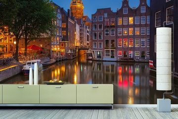 WandbilderXXL Fototapete Canal in Amsterdam, glatt, Stadtansicht, Vliestapete, hochwertiger Digitaldruck, in verschiedenen Größen