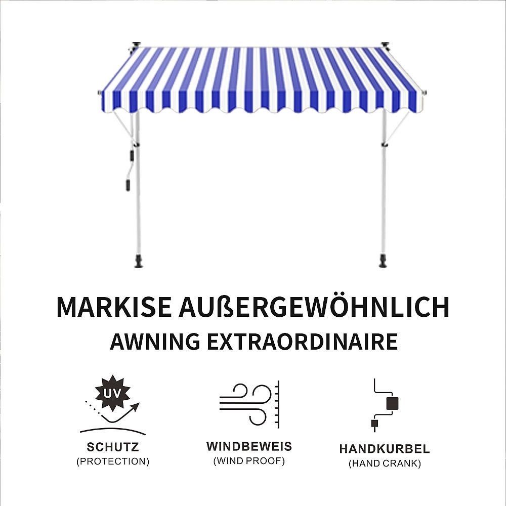 Thumbnail - Feel2Home Klemmmarkise Klemmmarkise 150-400cm Balkon Sonnenschutz Terrasse versch. Farben Gummierter Standfuß für besser...