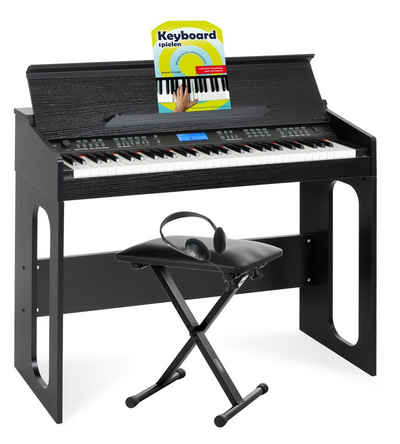 FunKey Digitalpiano DP-61 III 61 Tasten Keyboard im Digitalpiano-Design, (inkl. Keyboardbank, Kopfhörer & Keyboardschule, 4 tlg., Spar-Set), 300 verschiedene Sounds und Rhythmen - Begleitautomatik