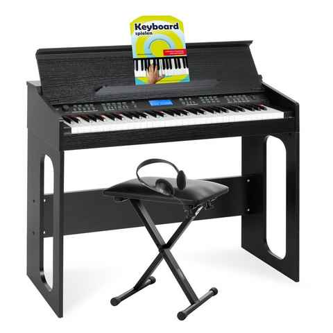 FunKey Digitalpiano DP-61 III 61 Tasten Keyboard im Digitalpiano-Design, (inkl. Keyboardbank, Kopfhörer & Keyboardschule, 4 tlg., Spar-Set), 300 verschiedene Sounds und Rhythmen - Begleitautomatik