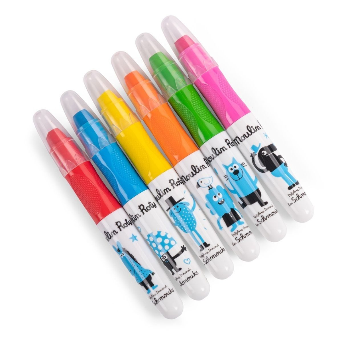Moulin Roty Kreativset Schmouks 6 Multi-Surface Stifte Malset für kreative Kinder ab 3 Jahren, Malset
