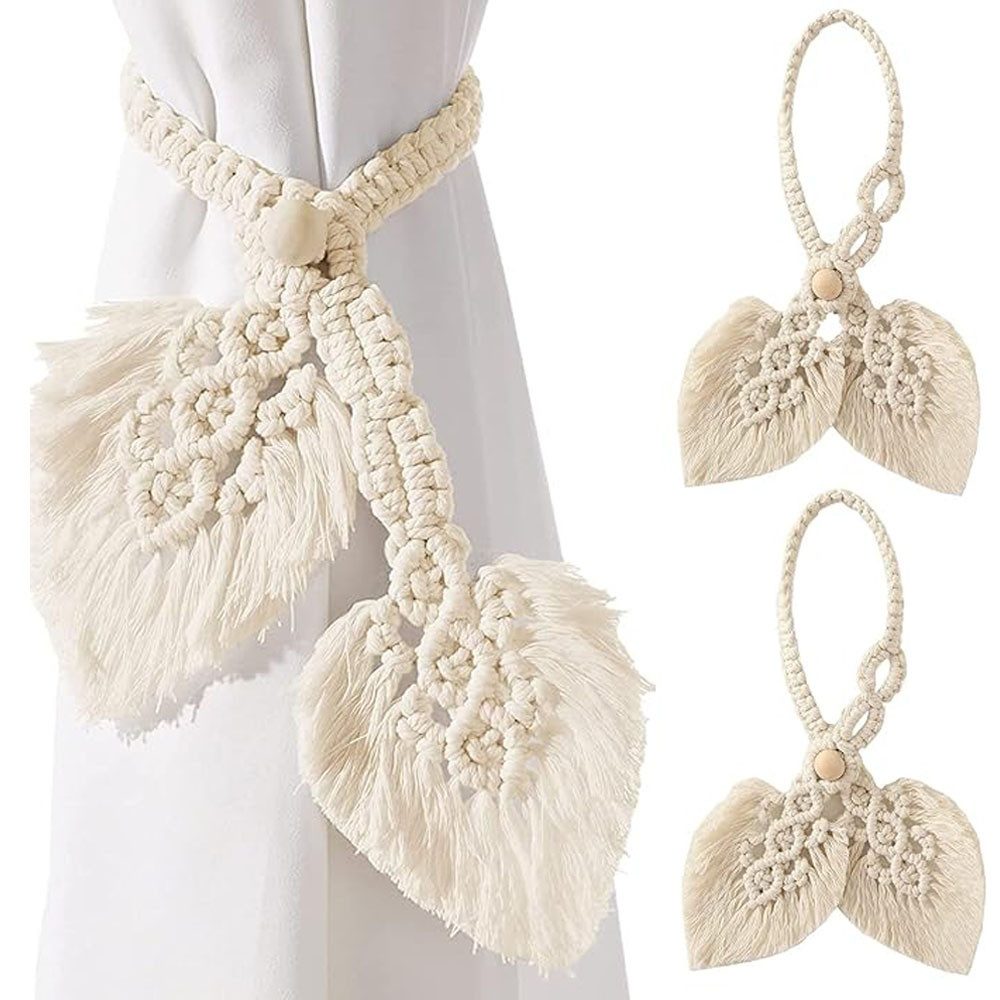 NUODWELL Raffhalter 2 Stück Boho Vorhang Raffhalter, Handgefertigt Gewebter günstig online kaufen
