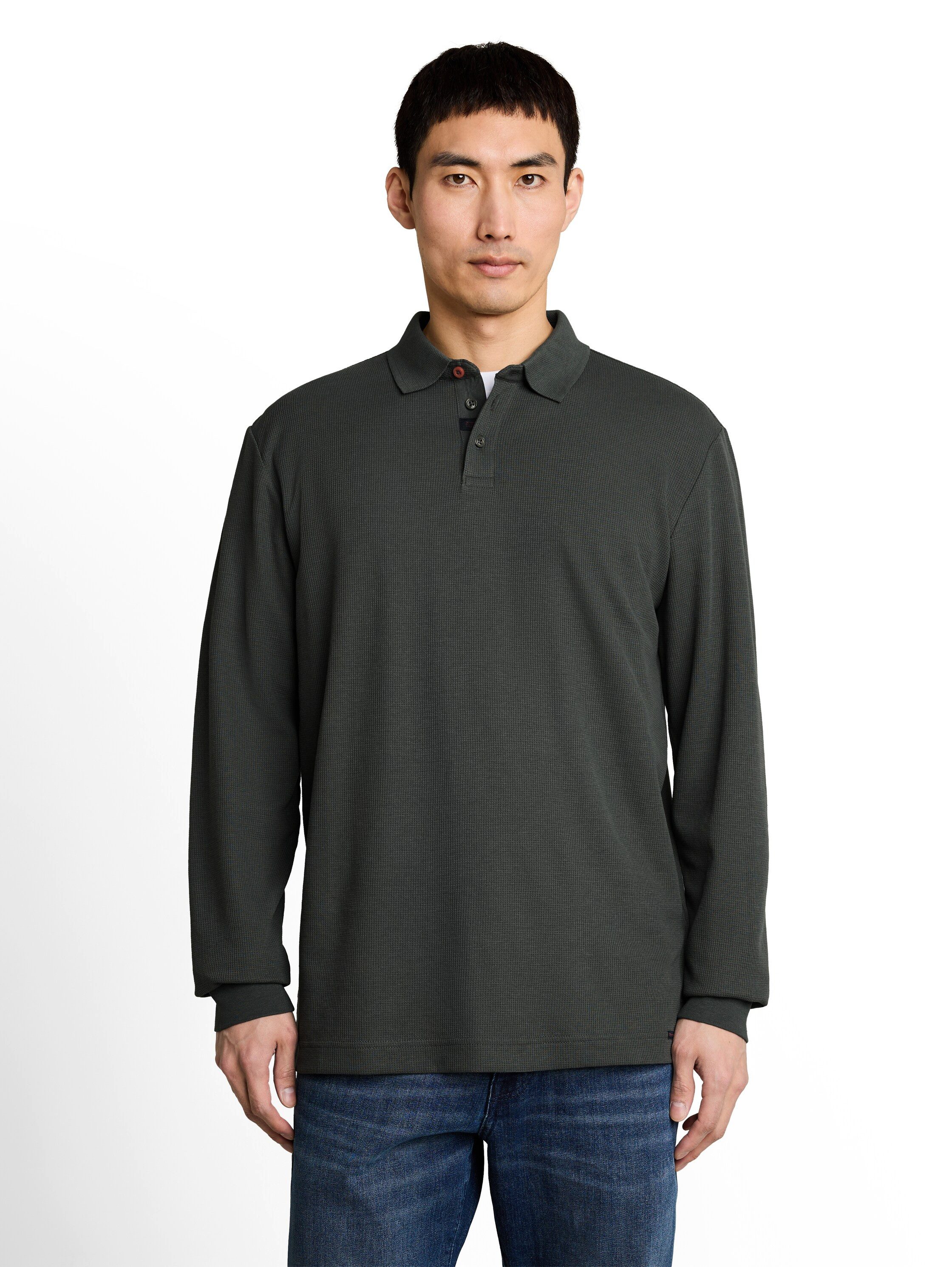 TOM TAILOR Langarm-Poloshirt mit Polokragen und Knopfleiste