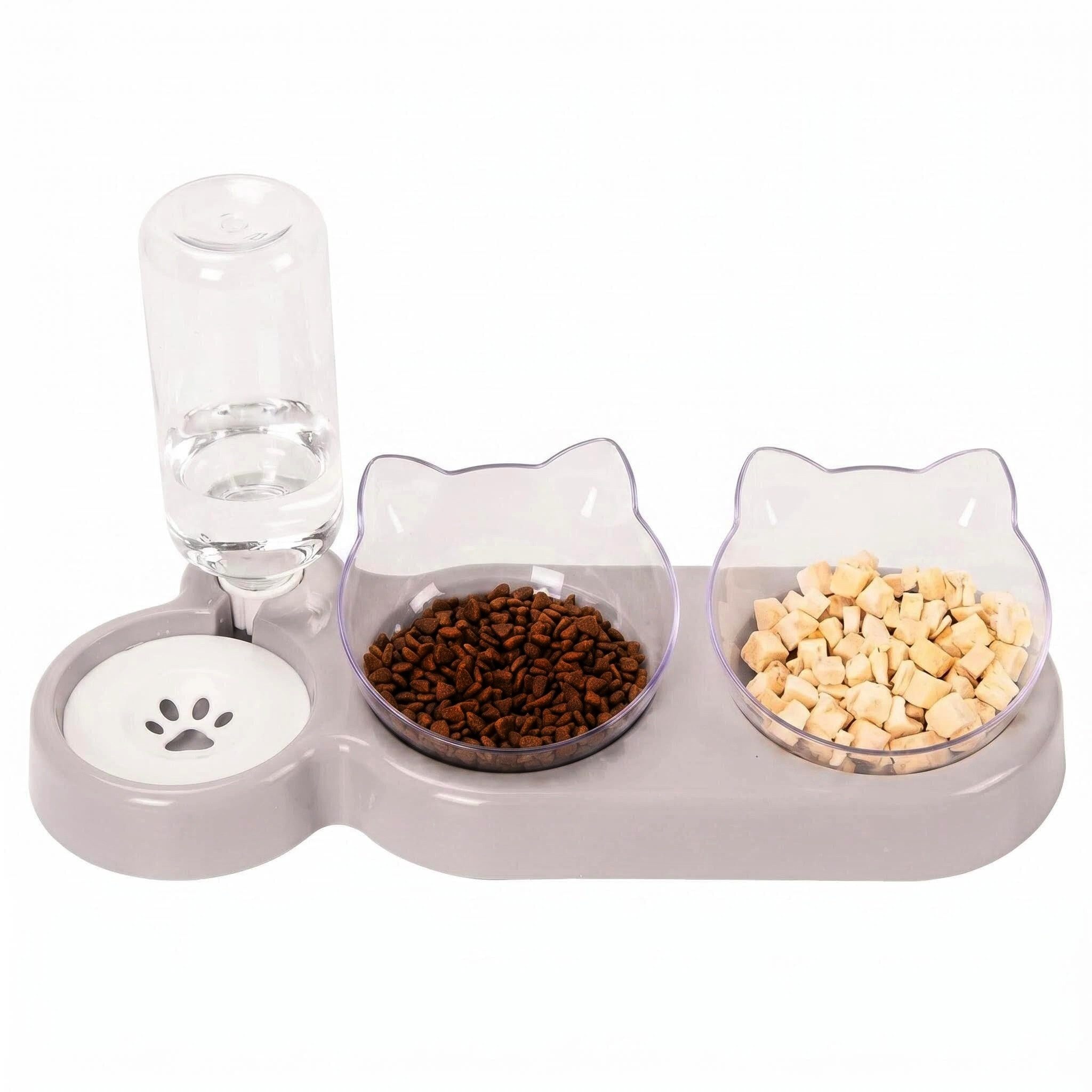 FOUORTUNATE-BEE Napf-Set 3 in 1 Katzennapf Set mit Trinkspender Doppelnapf für Katzen Hunde, Für Katzen Kätzchen Kleine Hunde Futter Wasser Alltag Zuhause Pflege