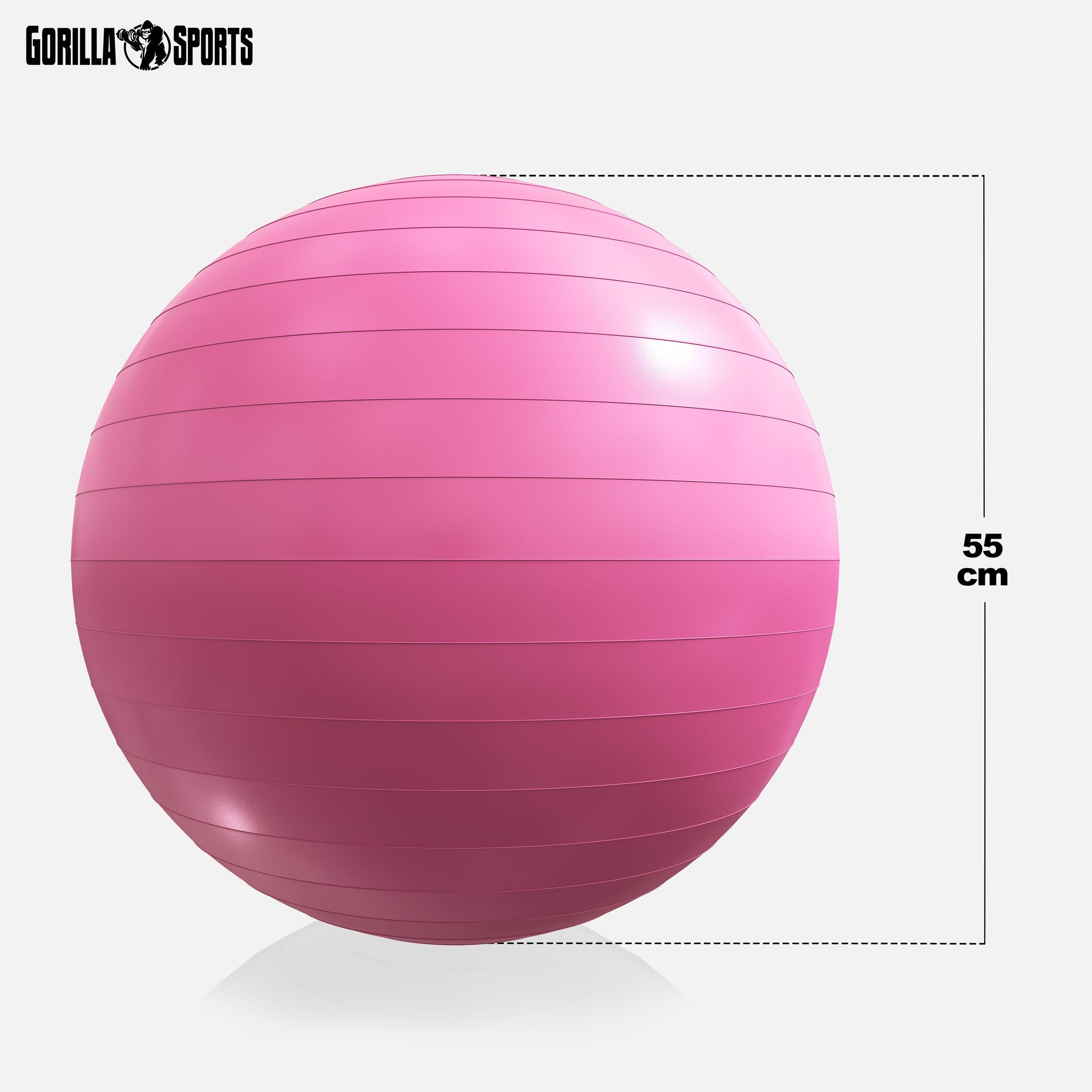 -Fitnessball GORILLA Anti-Burst, 55cm/65cm/75cm, 500kg Gymnastikball Farbwahl Pink Belastbar, SPORTS bis