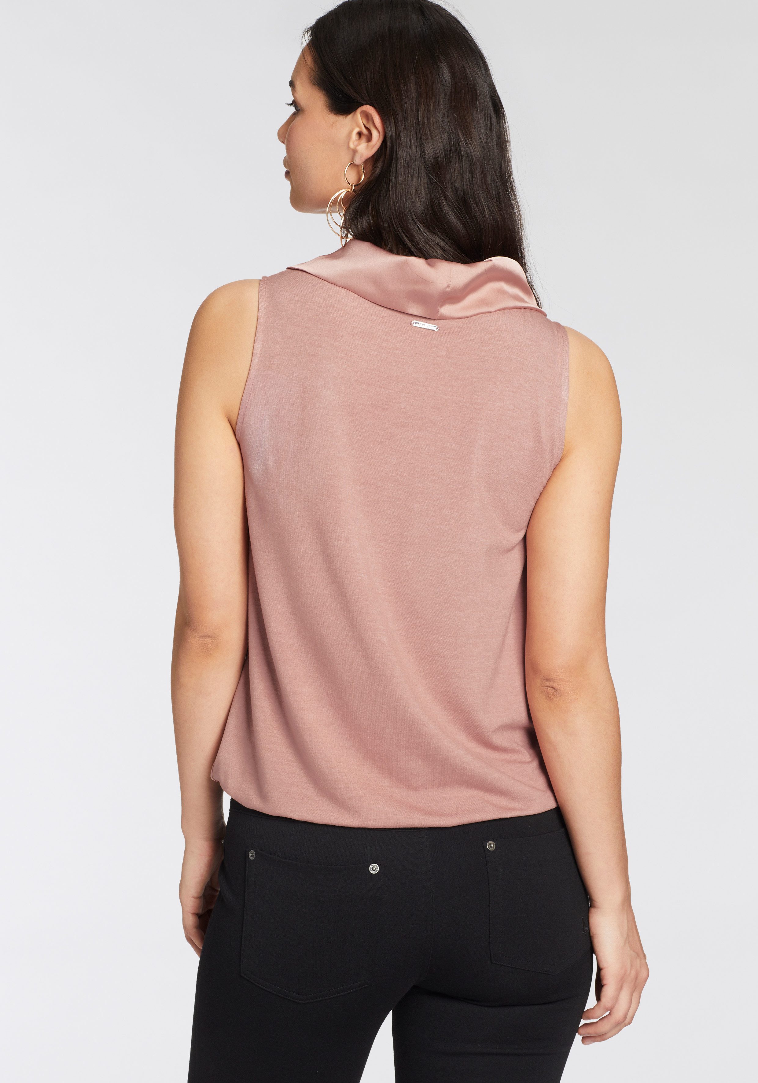 Laura Scott Blusentop für feminine Anlässe, mit Stehkragen, lässig geschnitten, unifarben