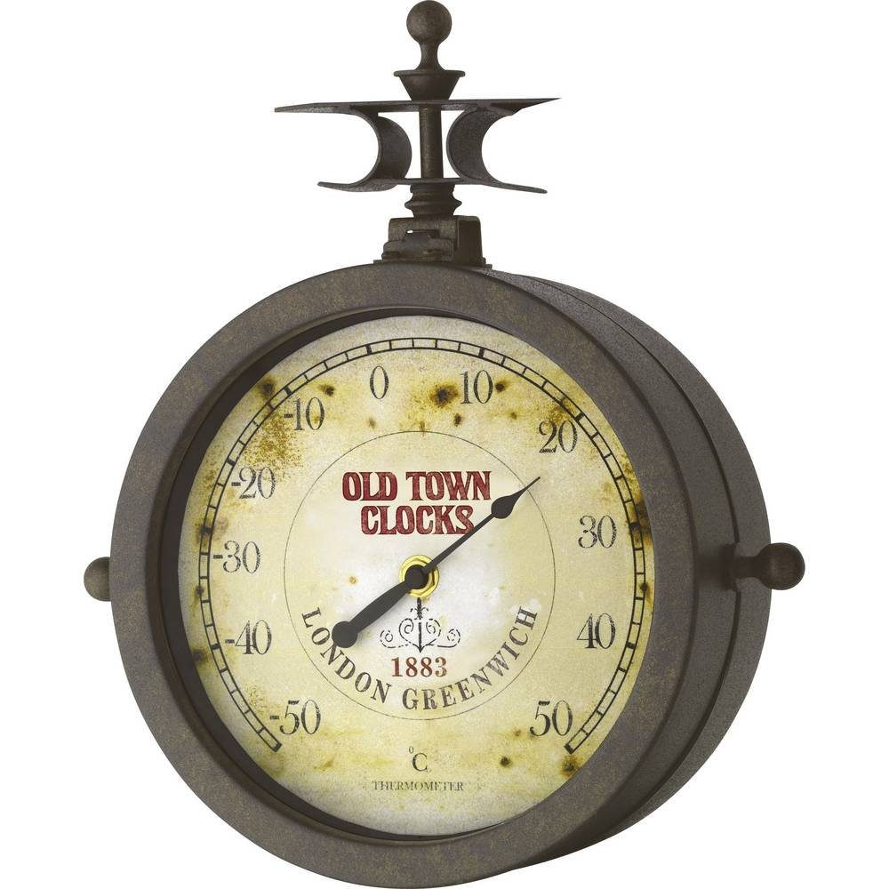 TFA Dostmann Wanduhr Nostalgie Wanduhr und Thermometer Old Town 603011