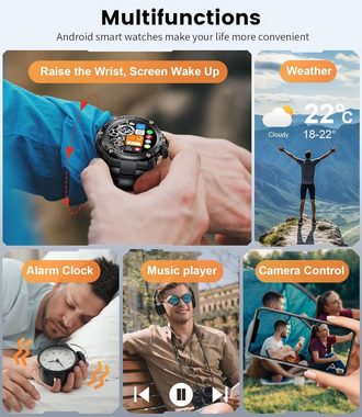 Lige Herren mit Telefonfunktion, IPS Berührungsbildschirm, Smartwatch (1.5 Zoll, Andriod iOS), mit 23 Sportmodi 24 Stunden BlutdruckPulsmesser BlutdruckSchrittzähler