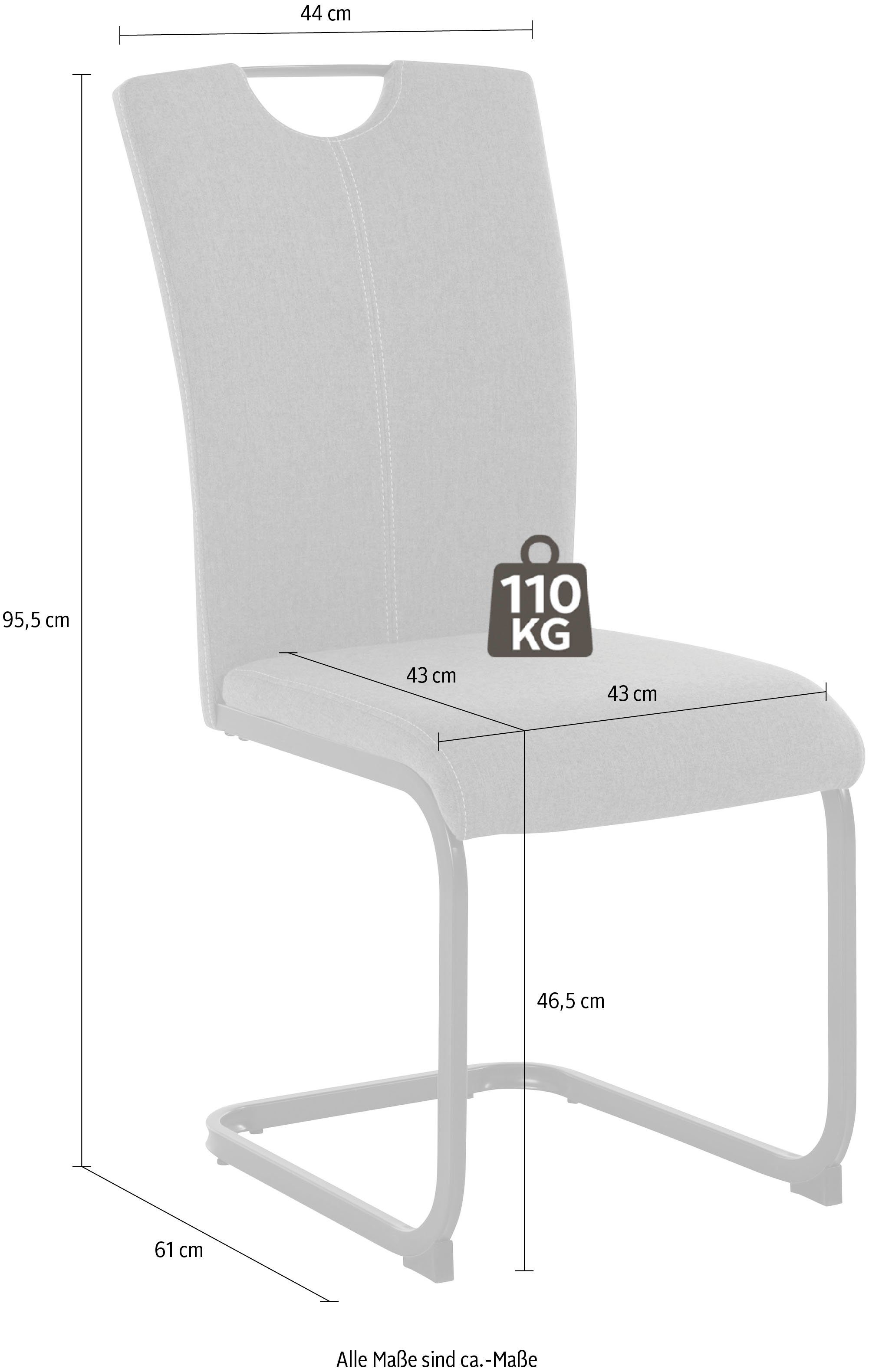 Esszimmerstuhl | grau grau in Bezug (2 Stück), oder (Set, Webstoff, St), Metallgestell in anthrazit Homexperts 4 Viva 2