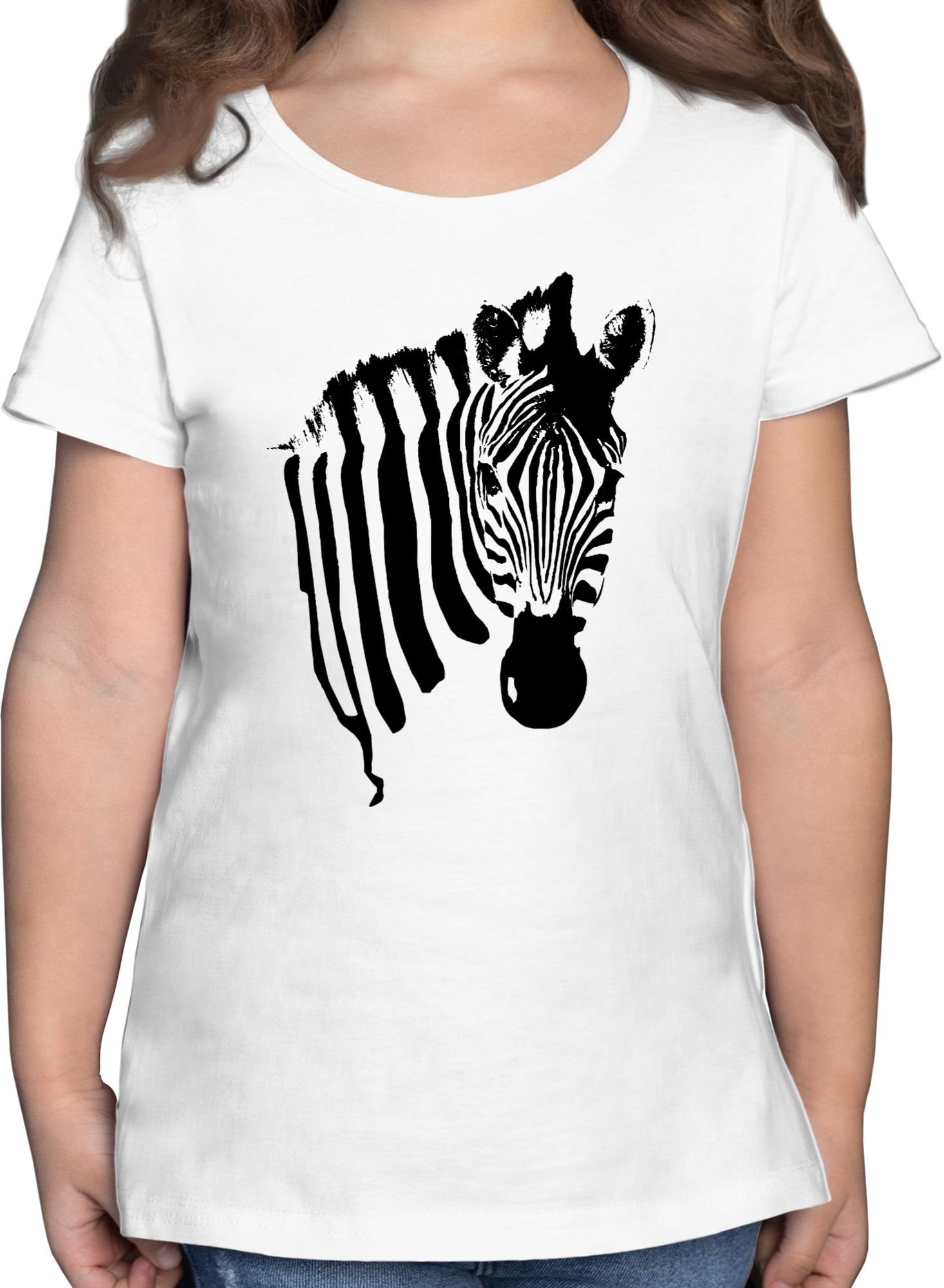 Shirtracer T-Shirt Zebra - Zebramuster Zebrastreifen Zebra-Kostüm Safari Afrika Tiermotiv Karneval & Fasching 1 Weiß