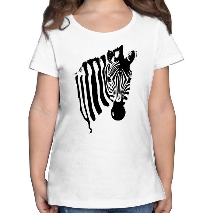 Shirtracer T-Shirt Zebra - Zebramuster Zebrastreifen Zebra-Kostüm Safari Afrika Tiermotiv - Karnevalskostüme Kinder - Mädchen Kinder T-Shirt weissen shirt - fun-t-shirts - zebra tshirt kinder - t-shirt fasching