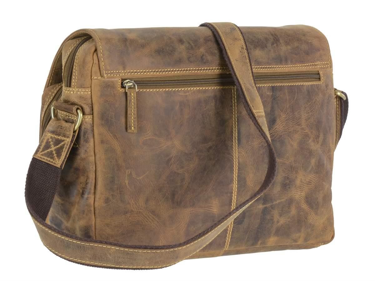Greenburry Umhängetasche Vintage, used Look, Schultertasche 36x27cm, Messengerbag, antikbraun