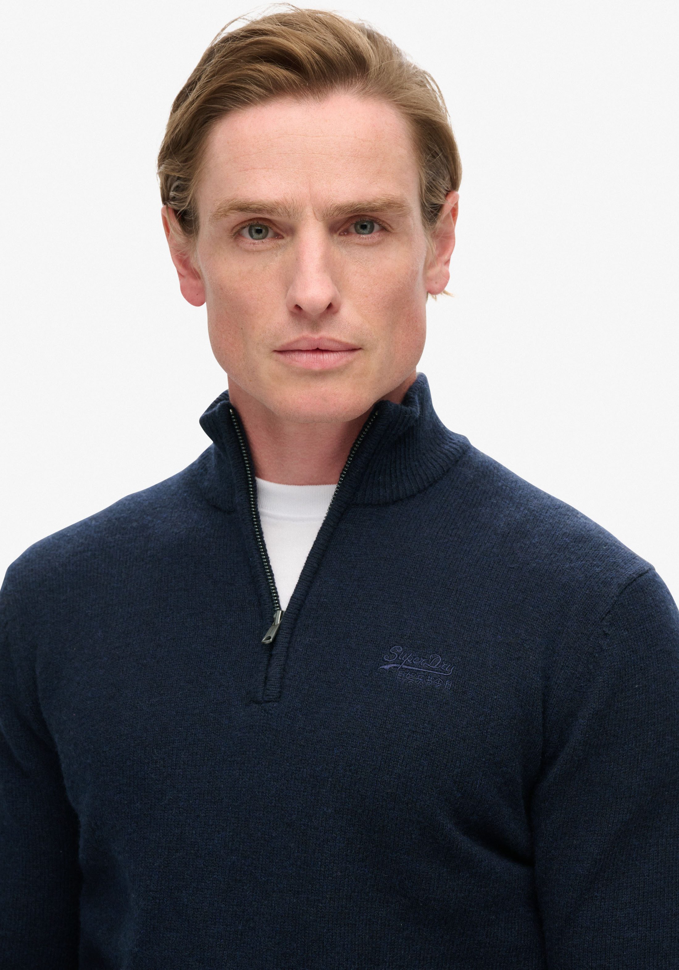 Superdry Strickpullover ESSENTIAL EMB KNIT HALF günstig online kaufen