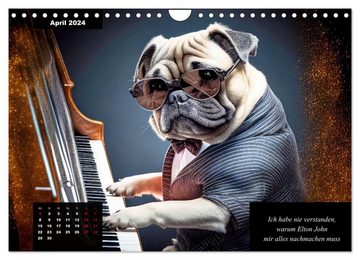 CALVENDO Wandkalender Der humoristische Mops-Kalender (Wandkalender 2024 DIN A4 quer)