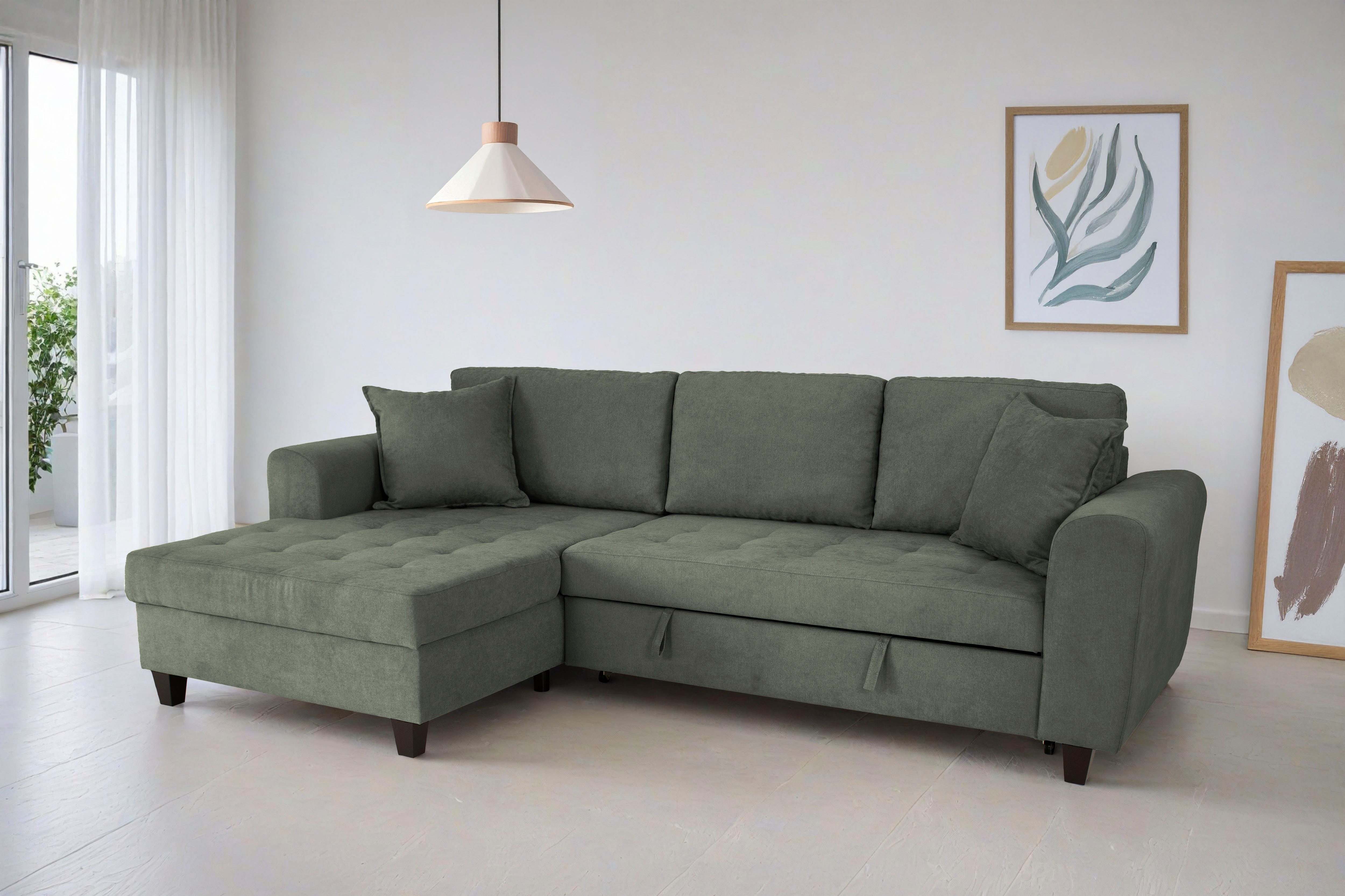 OTTO home Ecksofa Moritz L-Form, B: 265 cm, mit Schlaffunktion, Bettkasten & Zierkissen