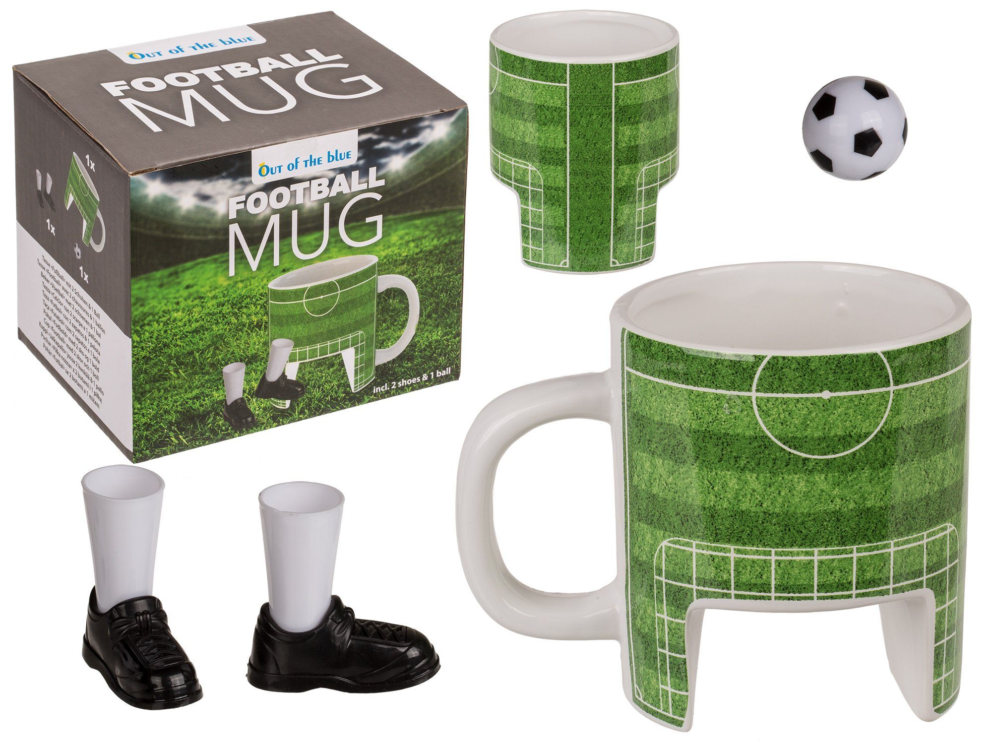 Haus und Deko Geschirr-Set Tasse Fußballtasse mit Ball und Fußballschuhen Fun Tasse Кружки Mug (1-tlg), Keramik