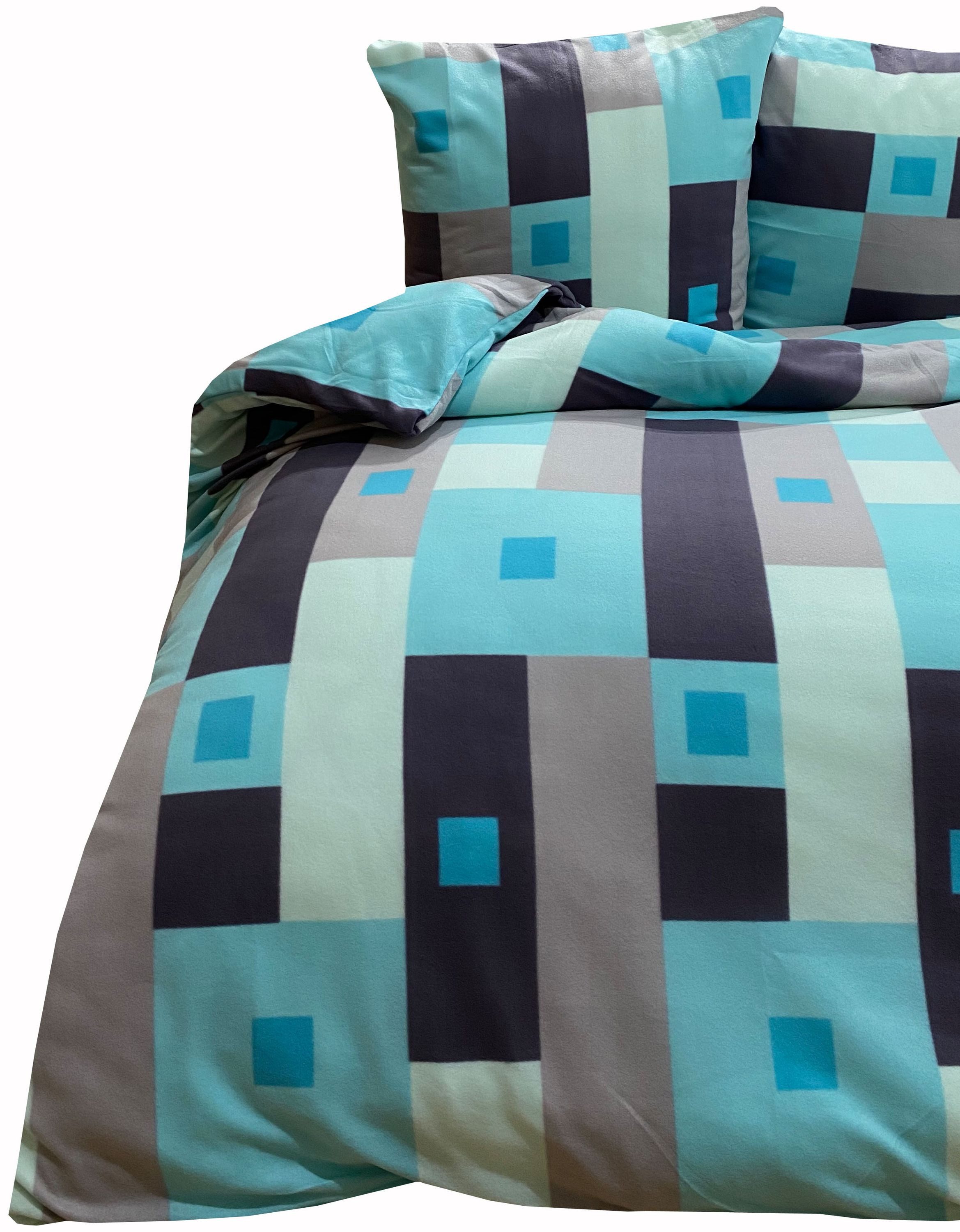 Leonado Vicenti Bettwäsche Winter flauschig warm, Fleece, 3 teilig, Thermofleece kuschelig weich, Karo