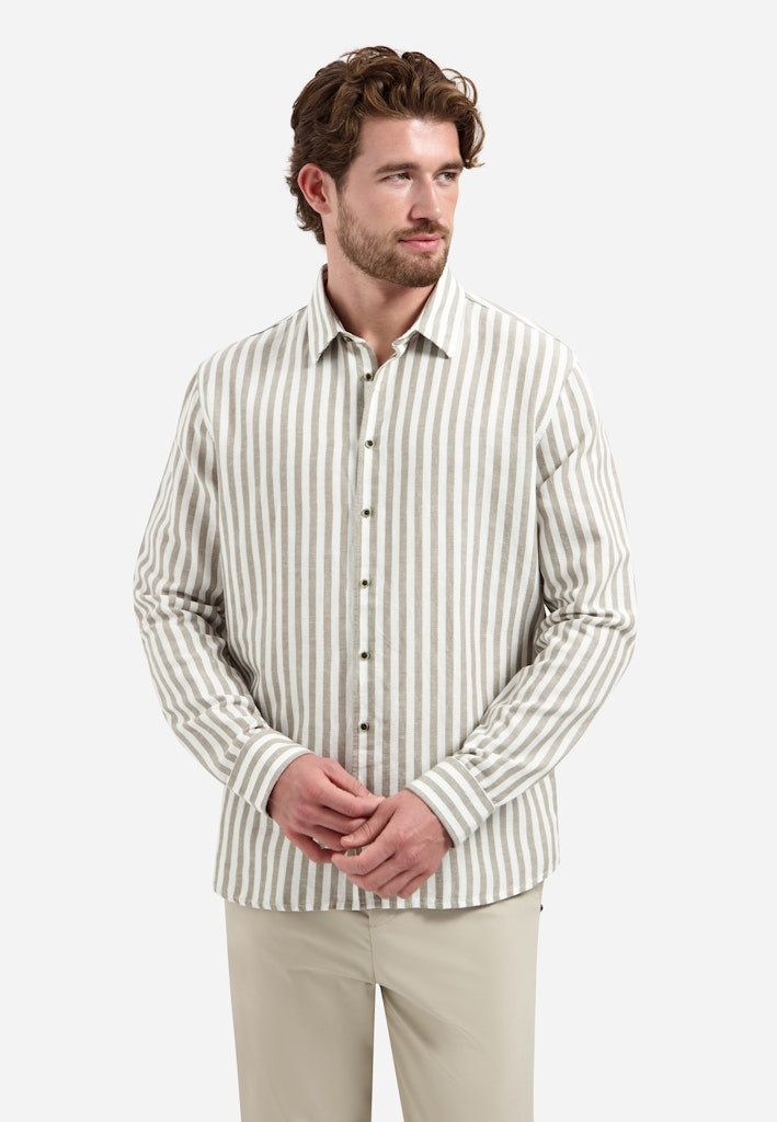 NO EXCESS Langarmshirt Shirt Vertical Big Stripe With Line