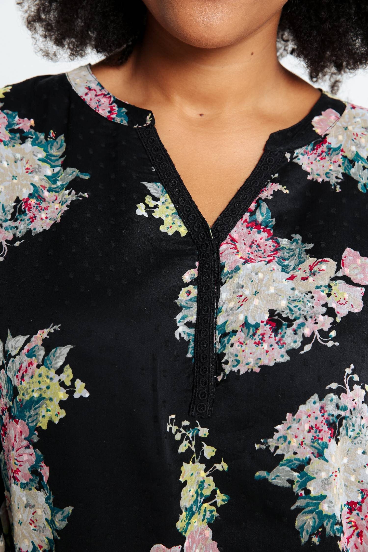 Lockere Blumenmuster Paprika (1-tlg) Shirtbluse Mit Bluse