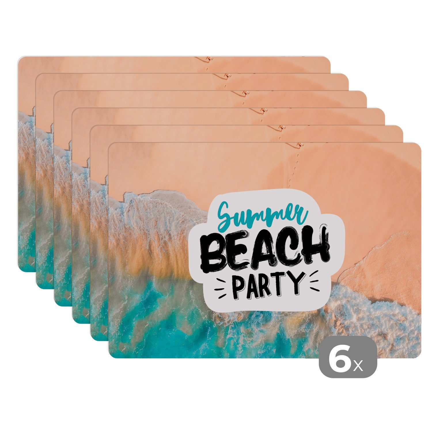 Platzset, Sommer Strand Sprichwörter, MuchoWow, (6St), Platzset