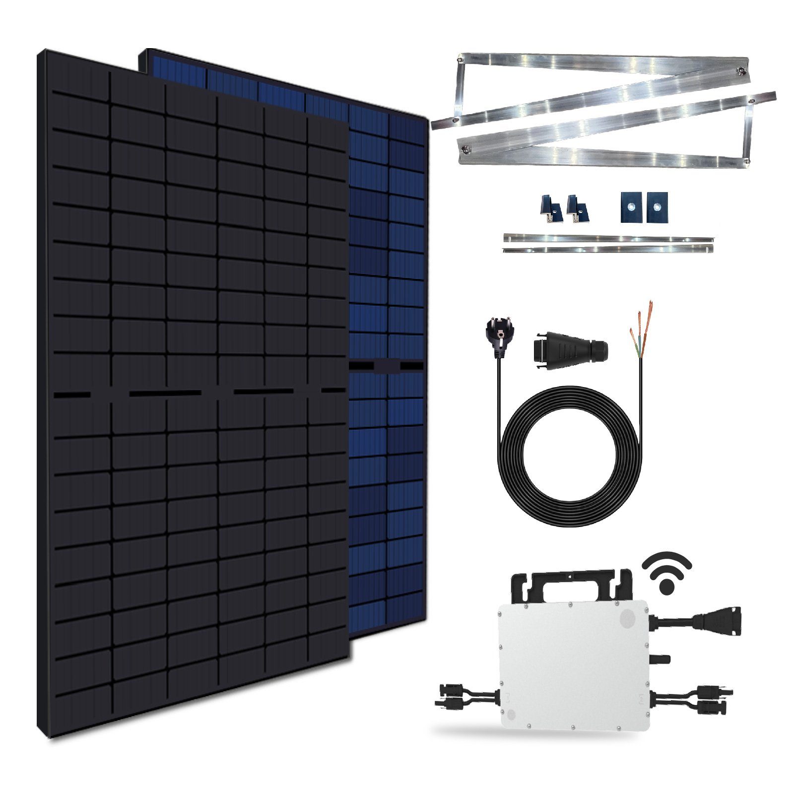 Mit Wechselrichter Upgradefähiger Süd 860W Solarmodule, EPP.Solar PV-Montage Basis, Bifiziale WIFI Hoymiles Solaranlage HMS-800-2T Aufständerung Balkonkraftwerk,