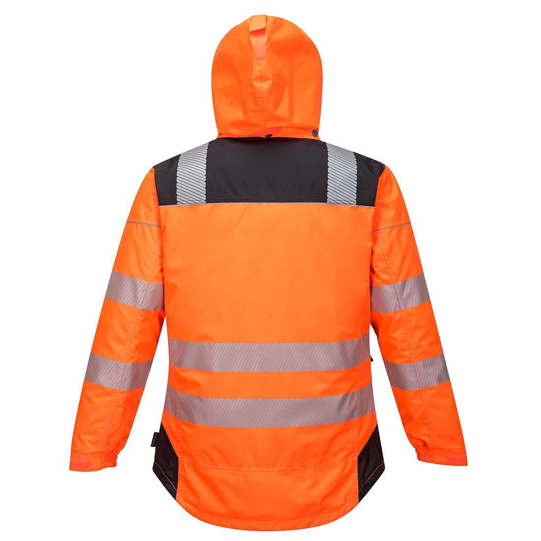 - Arbeitsjacke Portwest / Schwarz T400 Kapuze mit Orange PW3 Warnschutz-Regenjacke