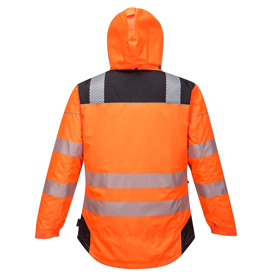 Portwest Arbeitsjacke T400 - PW3 Schwarz Orange mit Warnschutz-Regenjacke Kapuze 