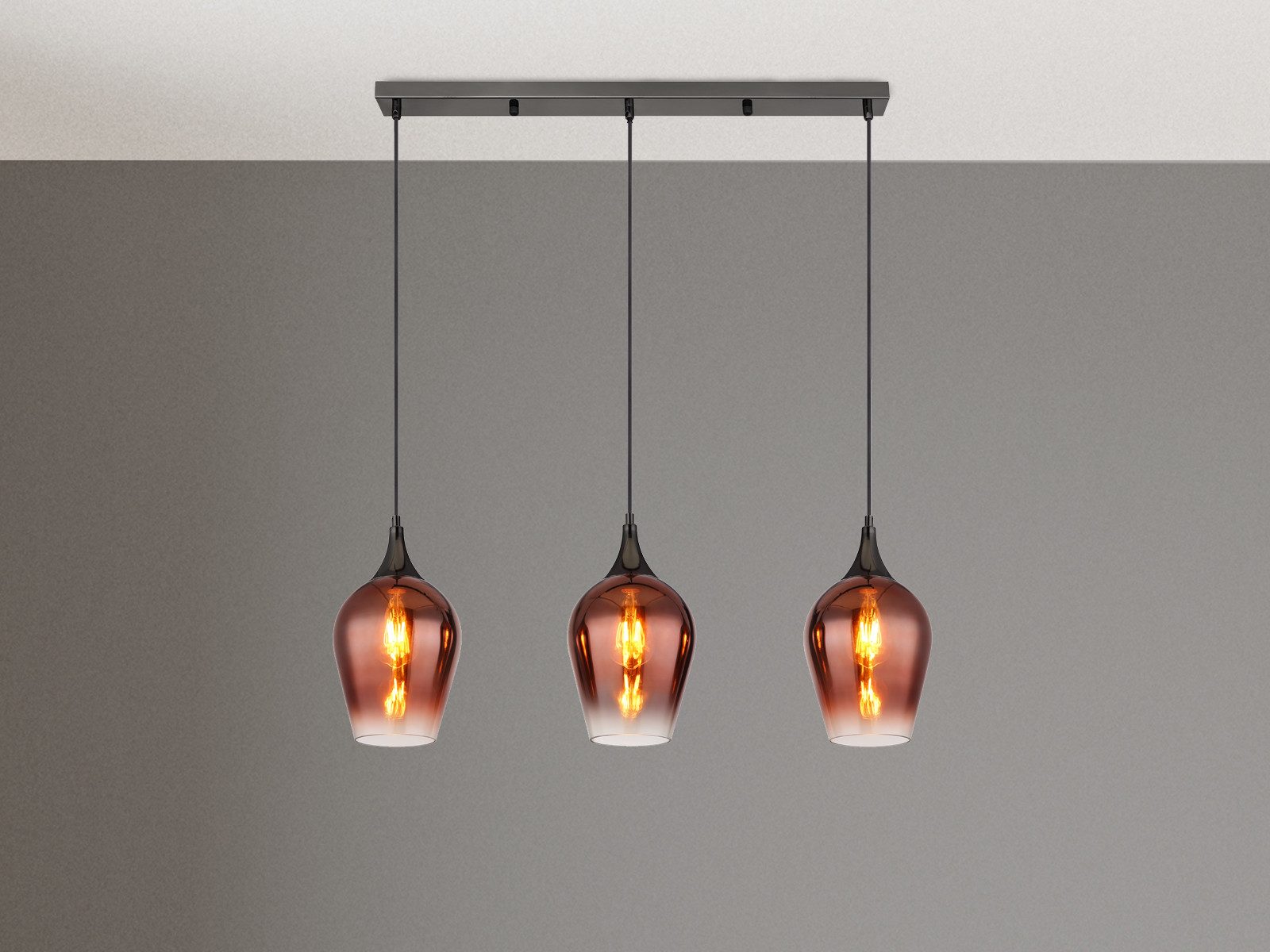 GLOBO LIGHTING LED Pendelleuchte, LED wechselbar, warmweiß, Ausgefallene Lampe für Esstisch Kochinsel hängend Kupferfarbig B: 83cm
