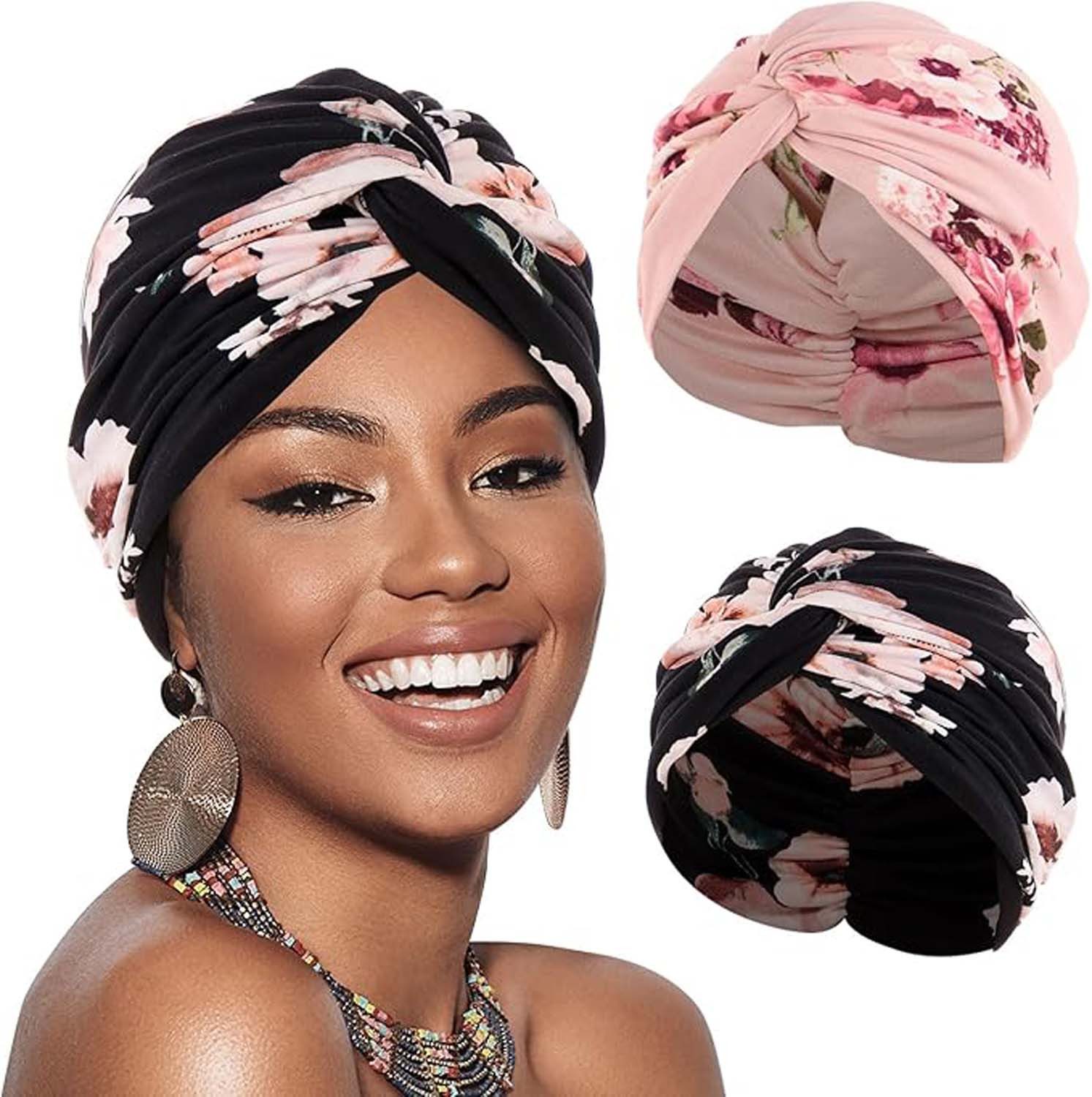Coonoor Kopftuch 2 Stücke Frauen Chemo Hüte Turban Damen Beanie