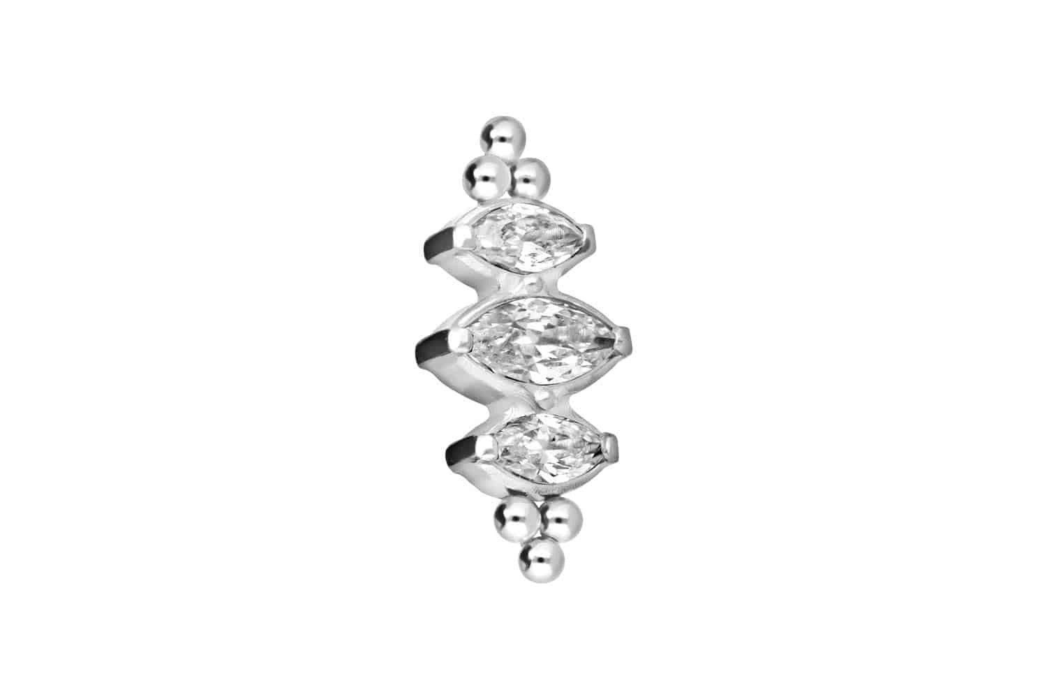 Piercing-Set Titan Schraubaufsatz mit Außengewinde 3 KRISTALLTROPFEN + KUGELN
