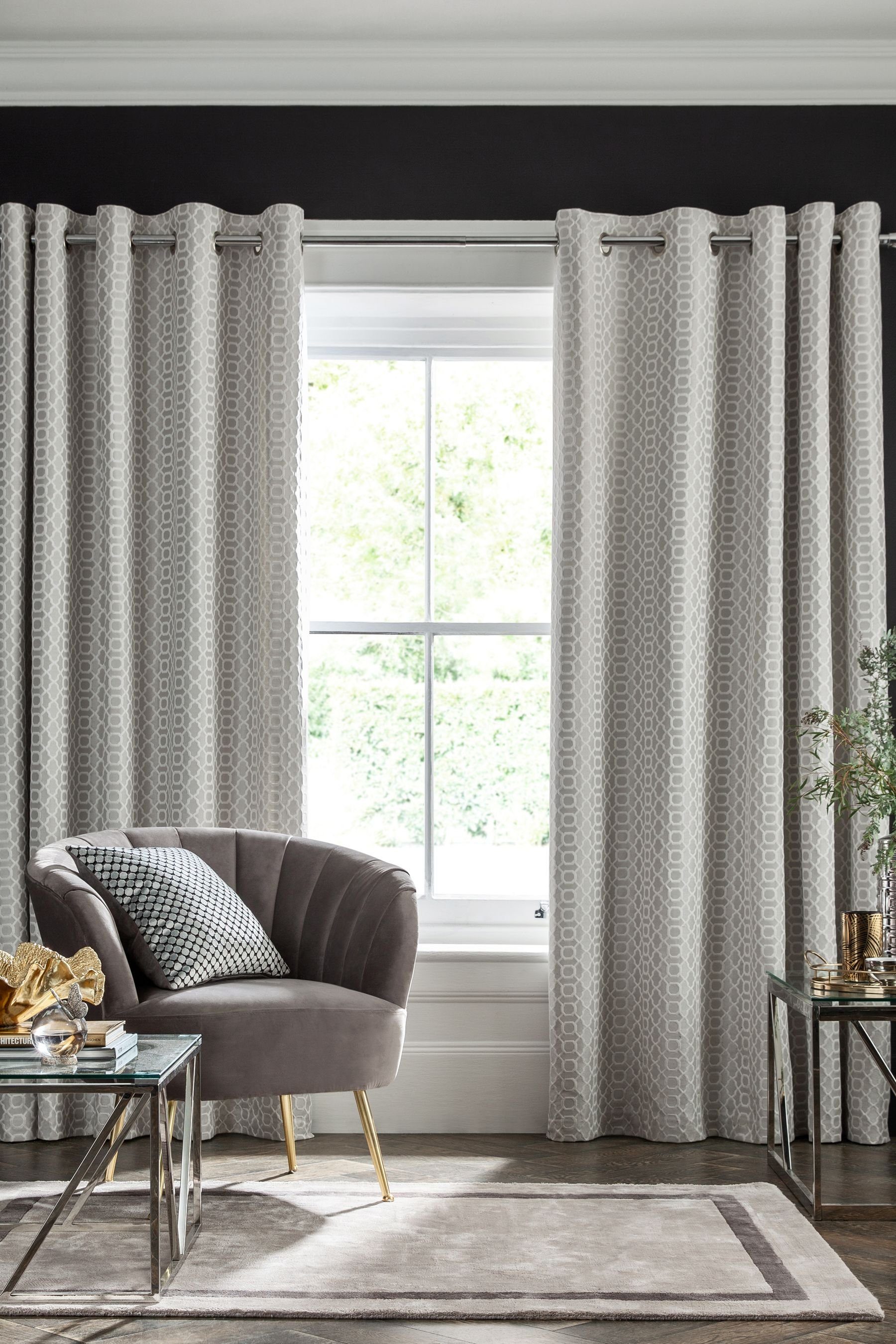 Vorhang Gewebte Vorhänge mit geometrischem Muster, Next, (2 St) Light Silver Grey