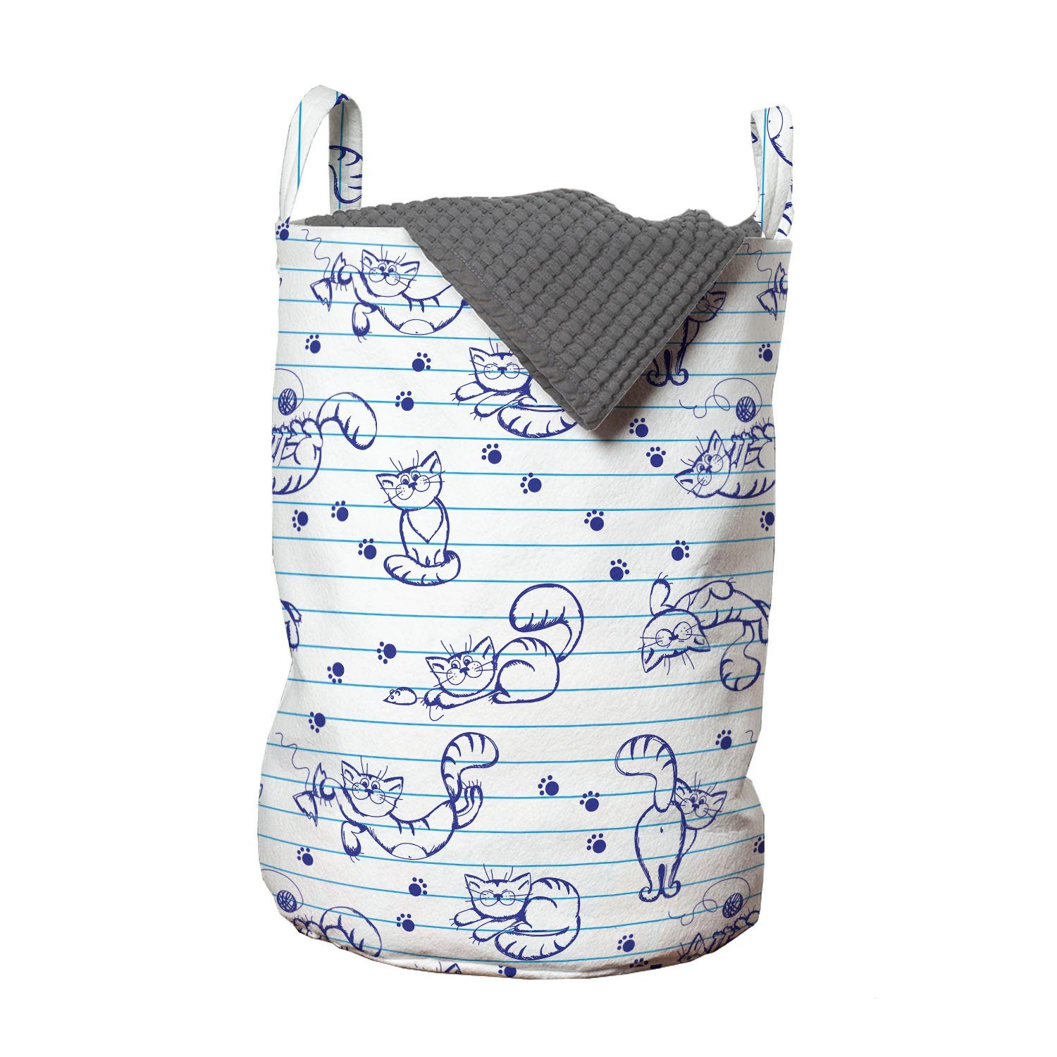 Abakuhaus Wäschesäckchen Wäschekorb mit Griffen Kordelzugverschluss für Waschsalons, Katz 'und Maus Bleistift gezeichneten Entwurf