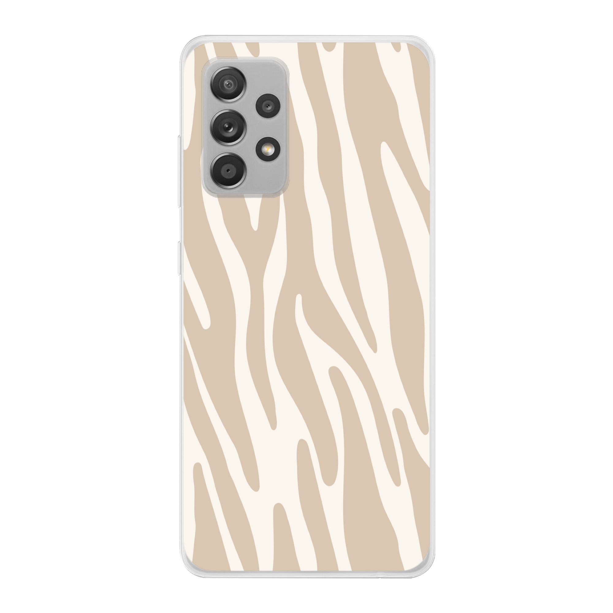 MuchoWow Handyhülle für Samsung Galaxy A53 Zebramuster - Beige - Weiß - Tiermuster, Smartphone-Bumper, Print, Handy Schutzhülle Dünn