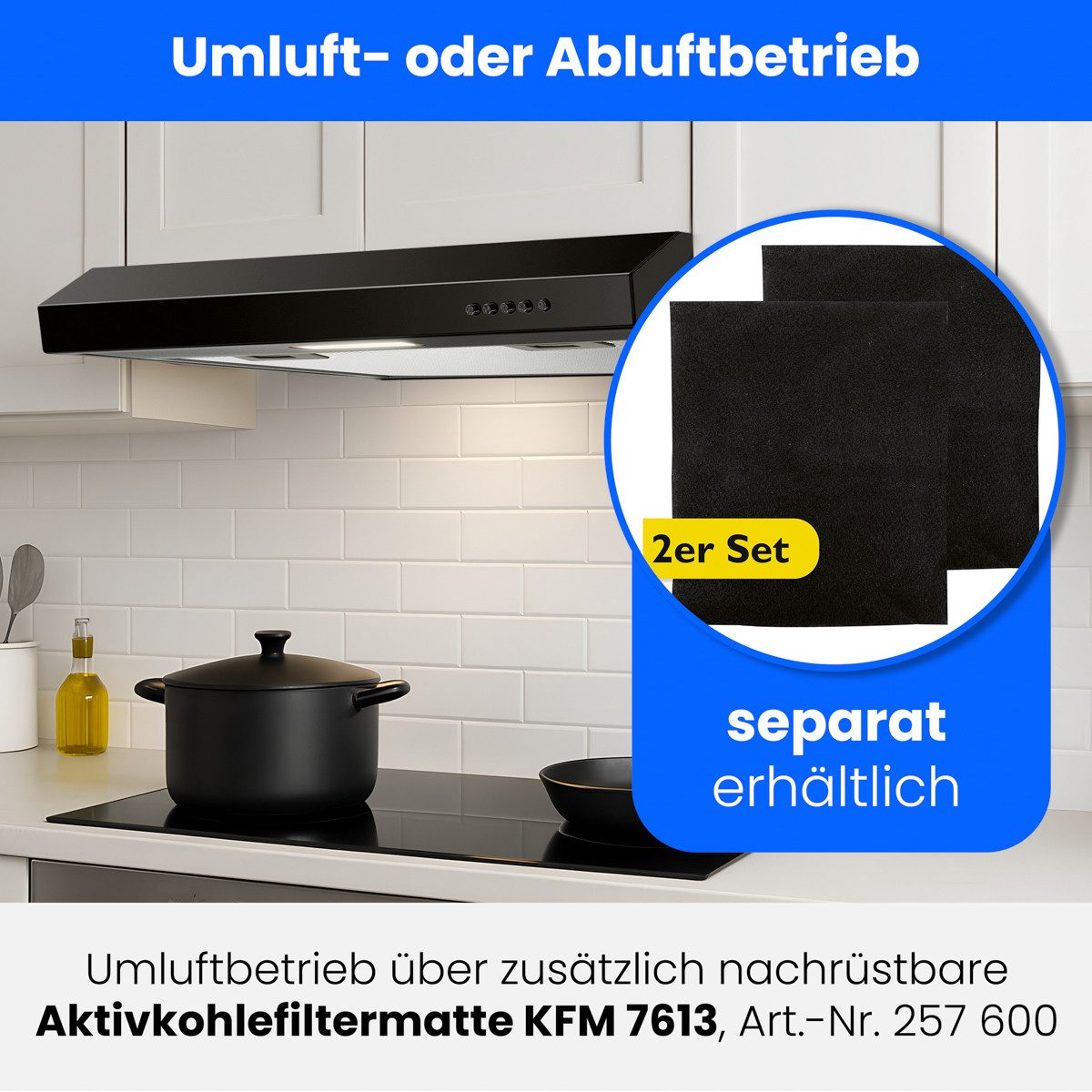 BOMANN Unterbauhaube DU 7613 DU 7613, Dunstabzugshaube 60cm Unterbau, Umluft und Abluft