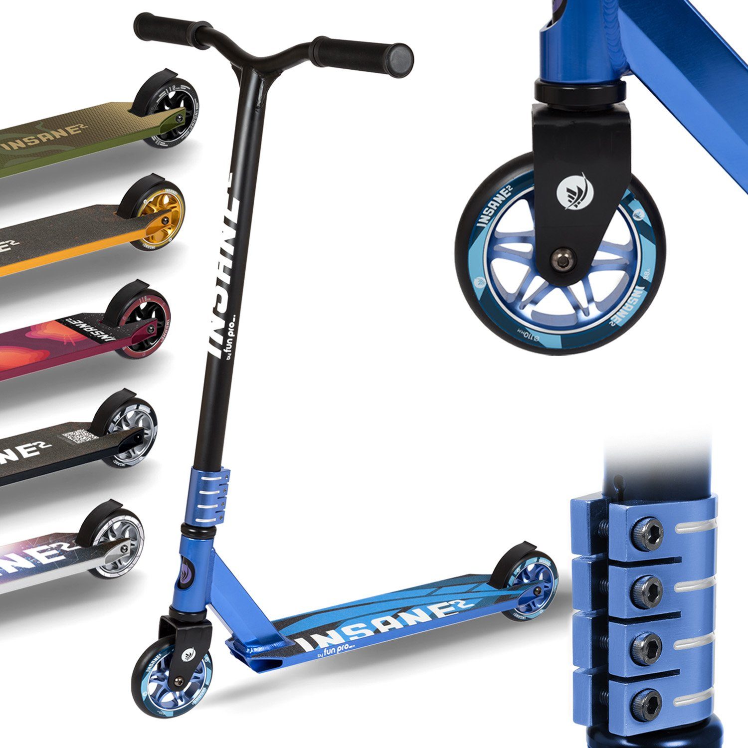 fun pro Cityroller Insane 2, Stunt Scooter Roller Kinder Erwachsene