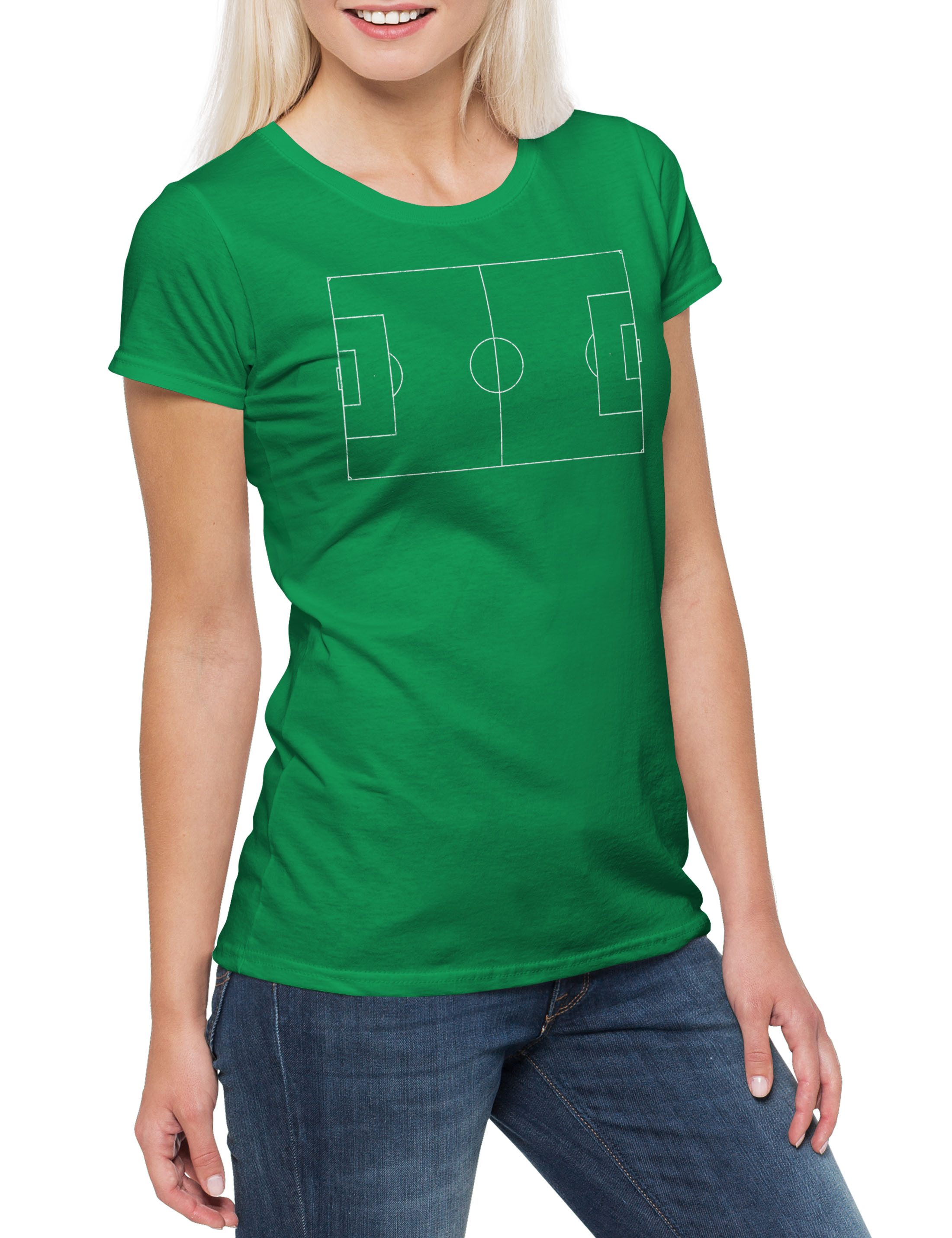 Urban Backwoods Print-Shirt Football Field I Damen T-Shirt Fußball Ball Soccer Fußballplatz Soccer (1-tlg) Verein Spiel Feld Player