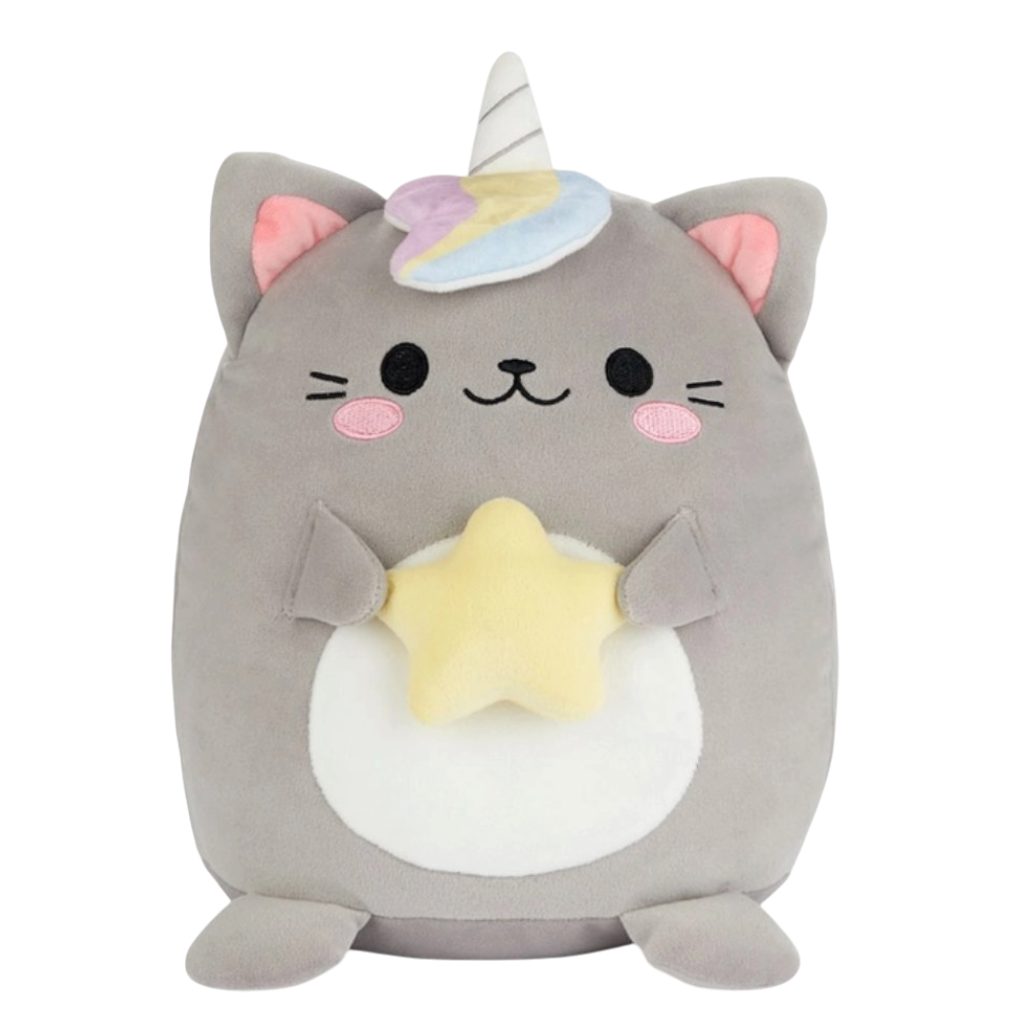 Dark-Desires Dekokissen Kuscheltier- Kissen – Katze mit Einhorn-Horn und Stern Dekokissen